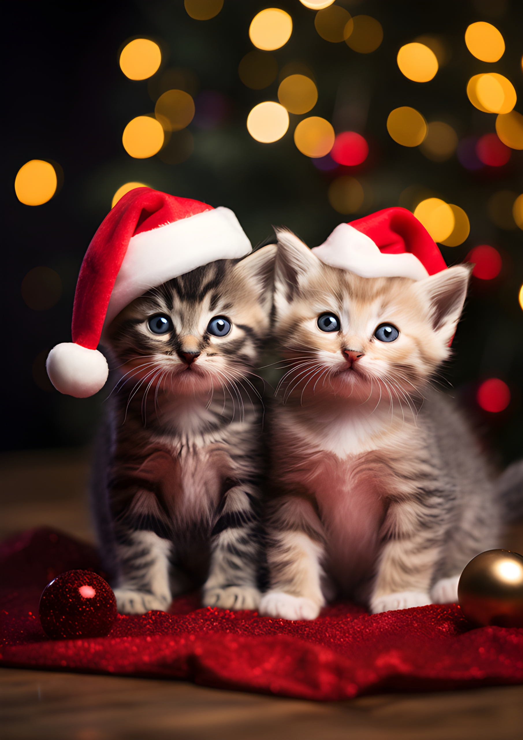 Christmas kittens in hats