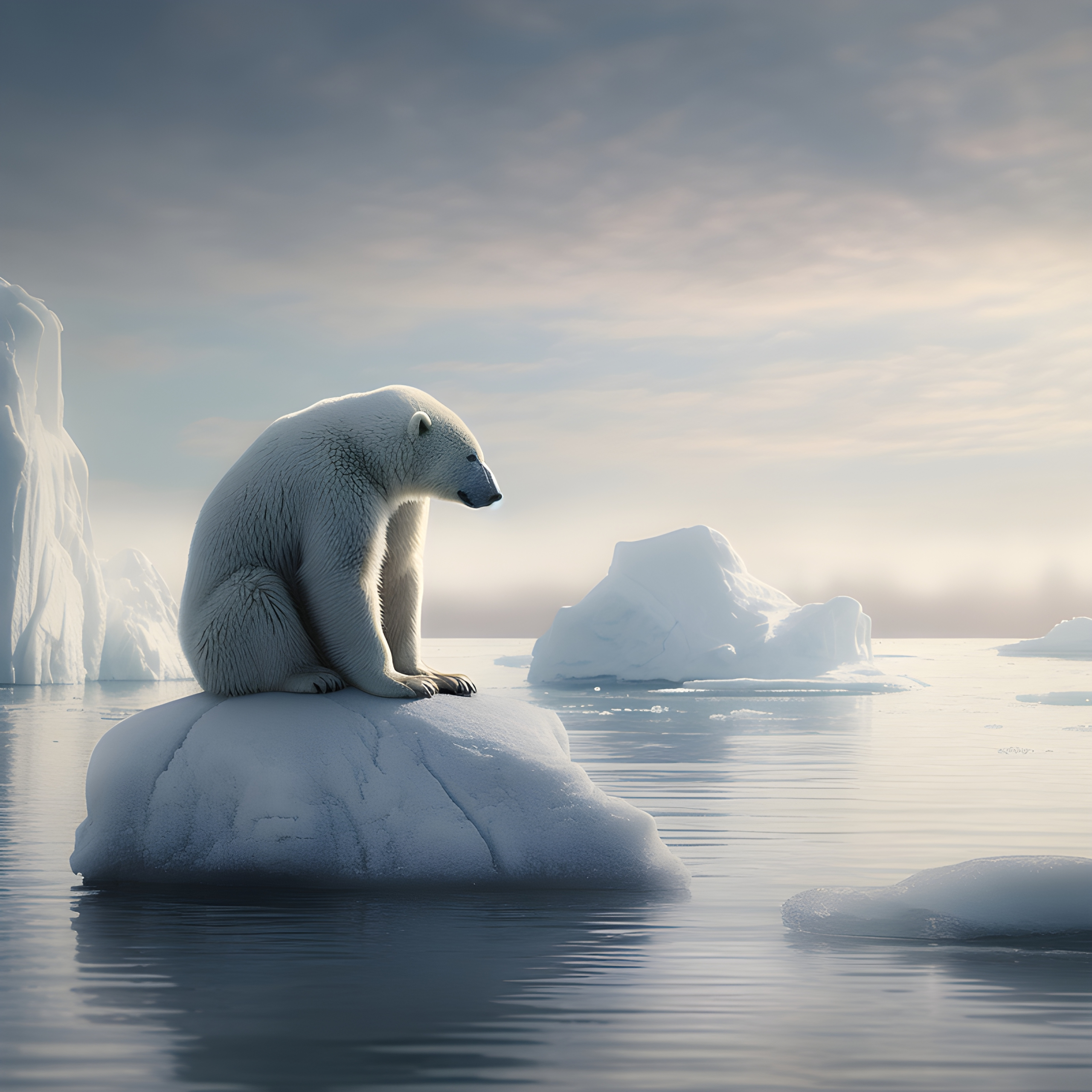 A sad polar bear on a melting iceberg - Impossible Images - Unique ...