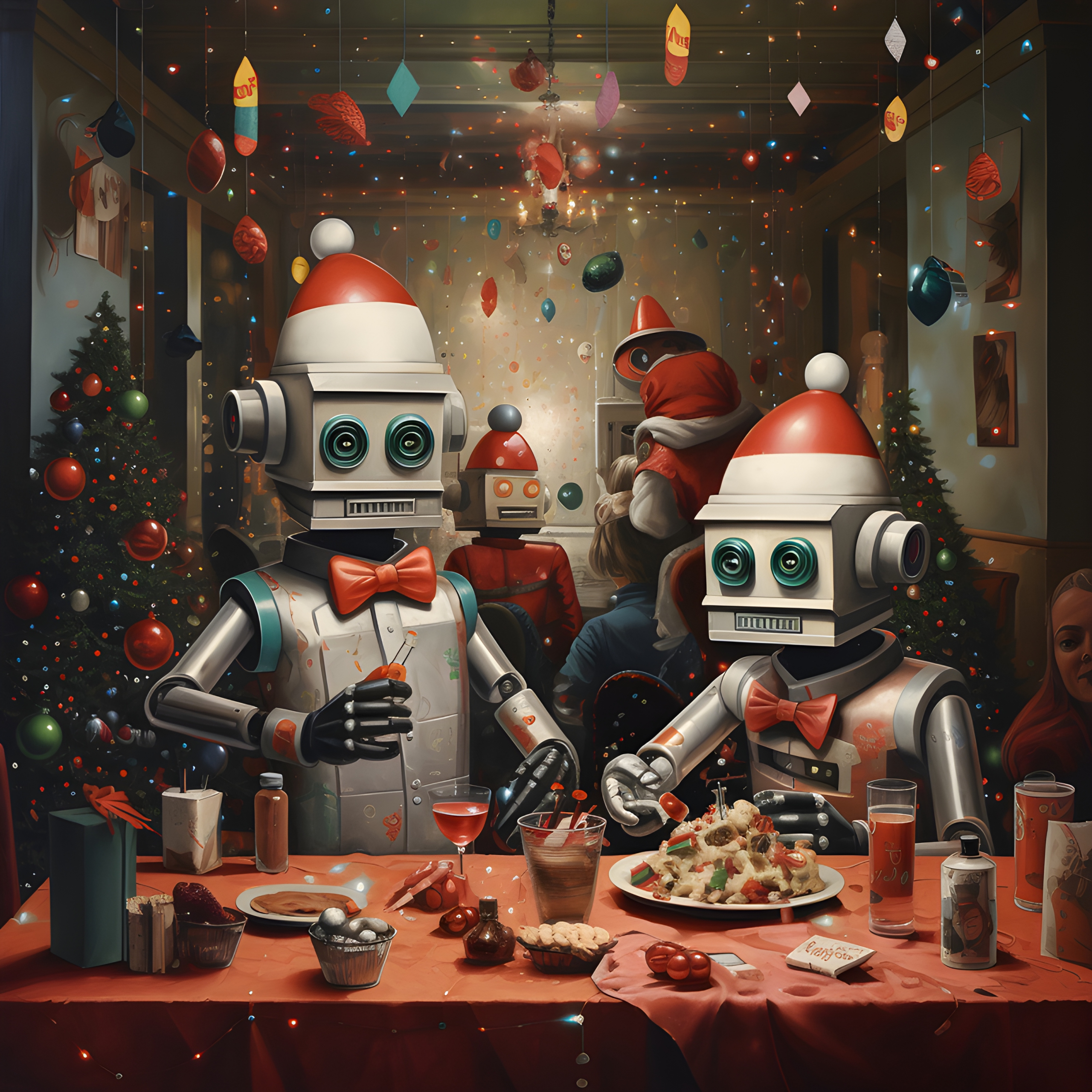 A robot Christmas party