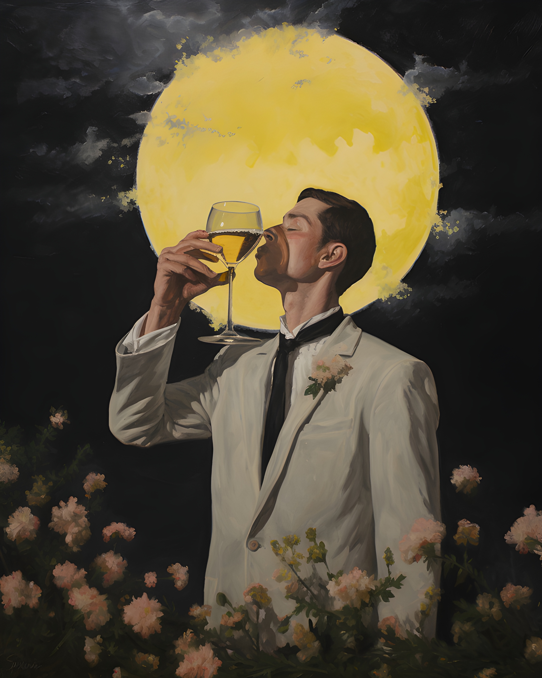 Drinking mead oil painting