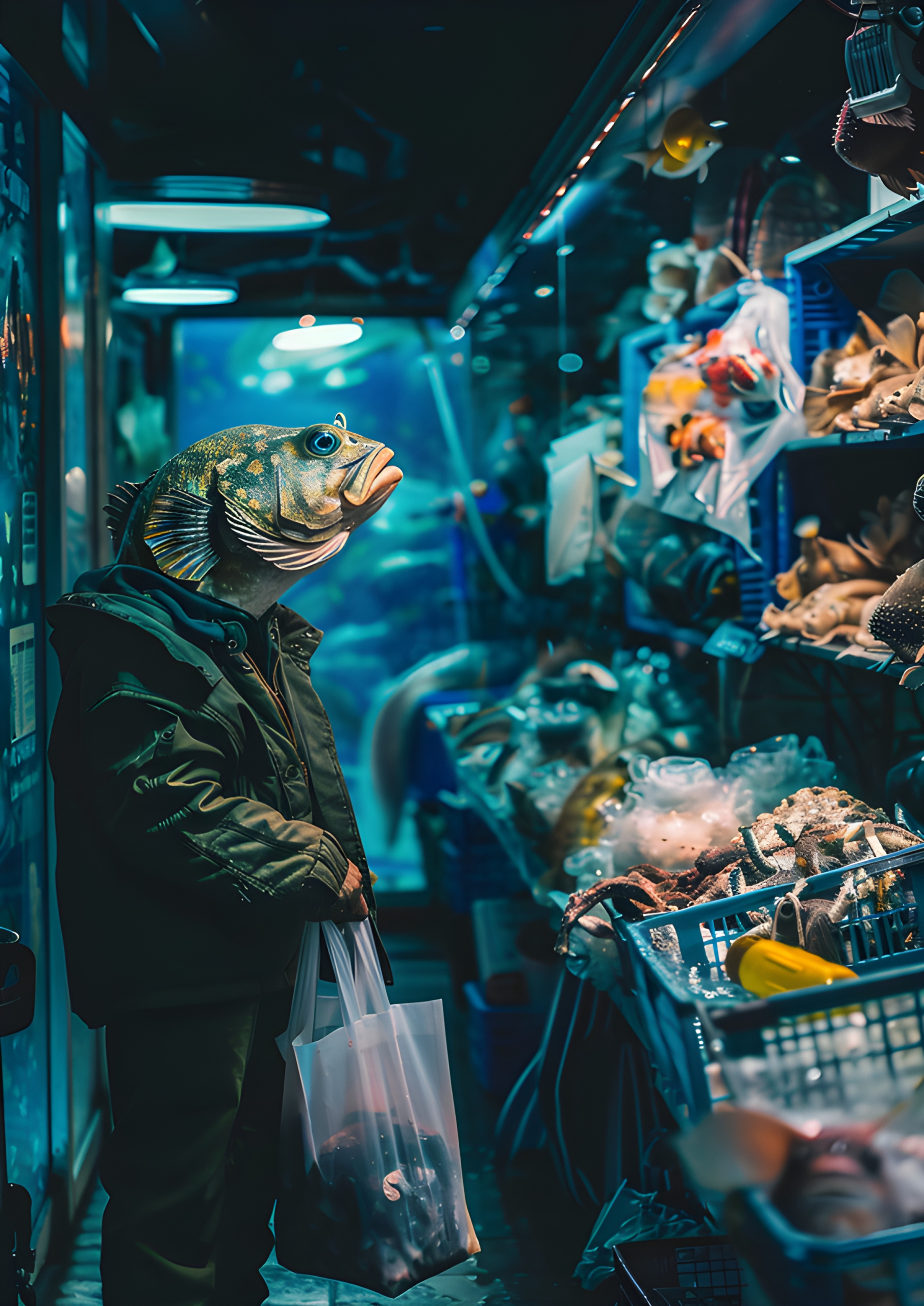 A fish shopping in the evening
