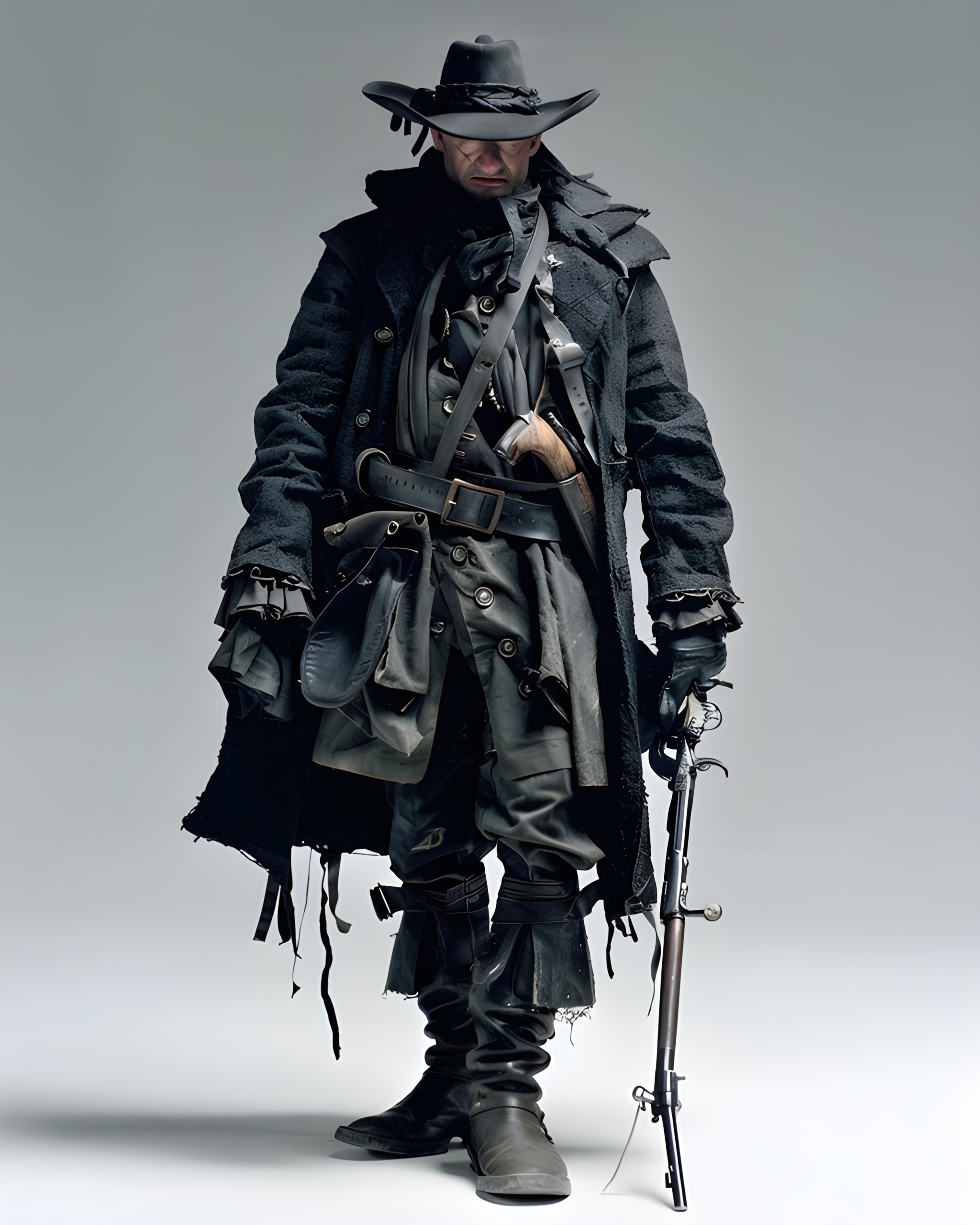 A fashionable cowboy in all-black