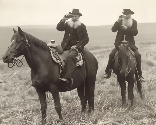 1800s Cowboys on horseback with cellphones - Impossible Images - Unique ...