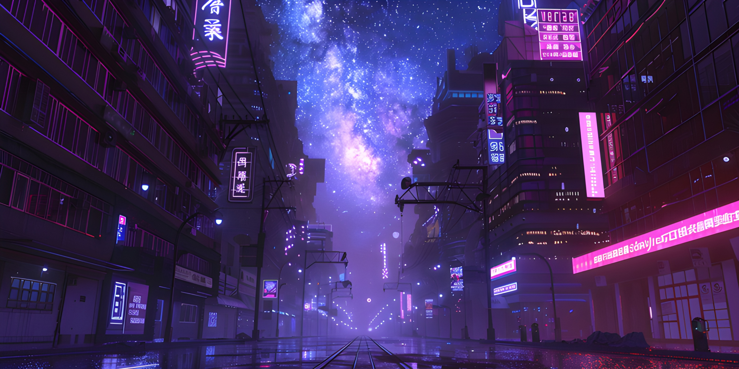Deserted dystopian cyberpunk city street at night - Impossible Images ...