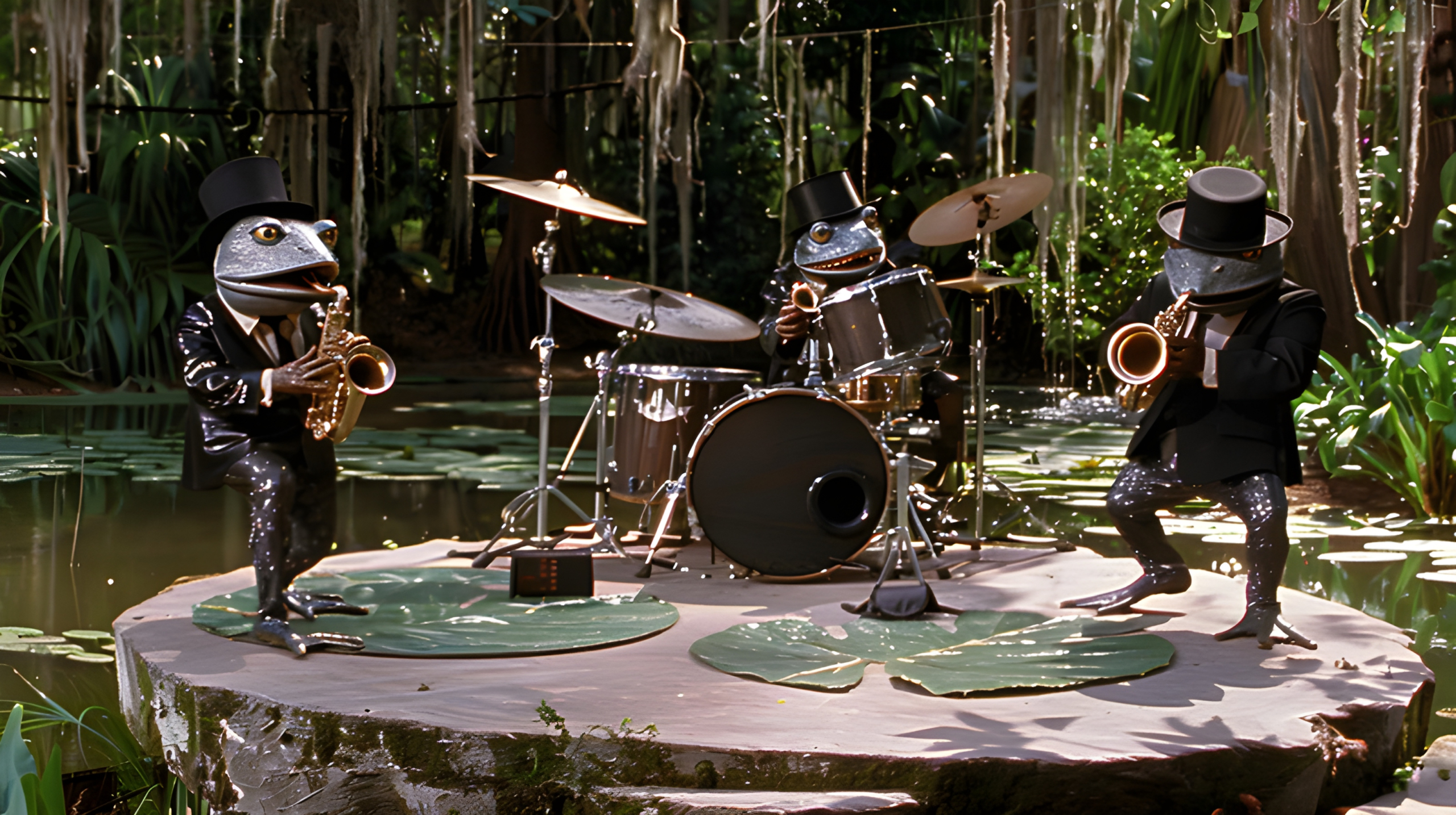 A vintage photo of a frog jazz band - Impossible Images - Unique stock ...