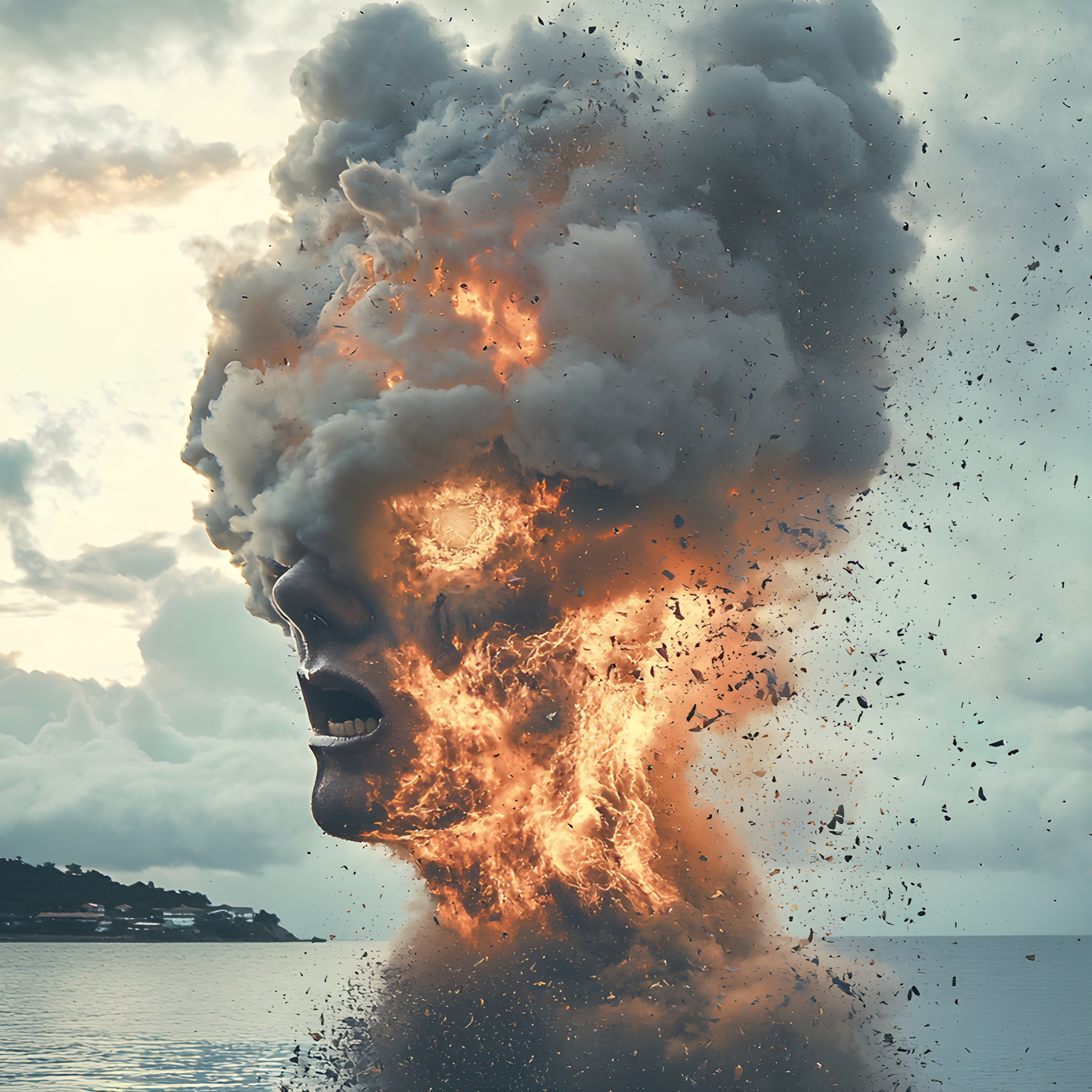 Exploding head over the sea - Impossible Images - Unique stock images ...