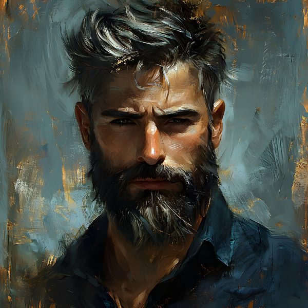 Portrait of a Man with a Thick Beard and a Serious Expression ...