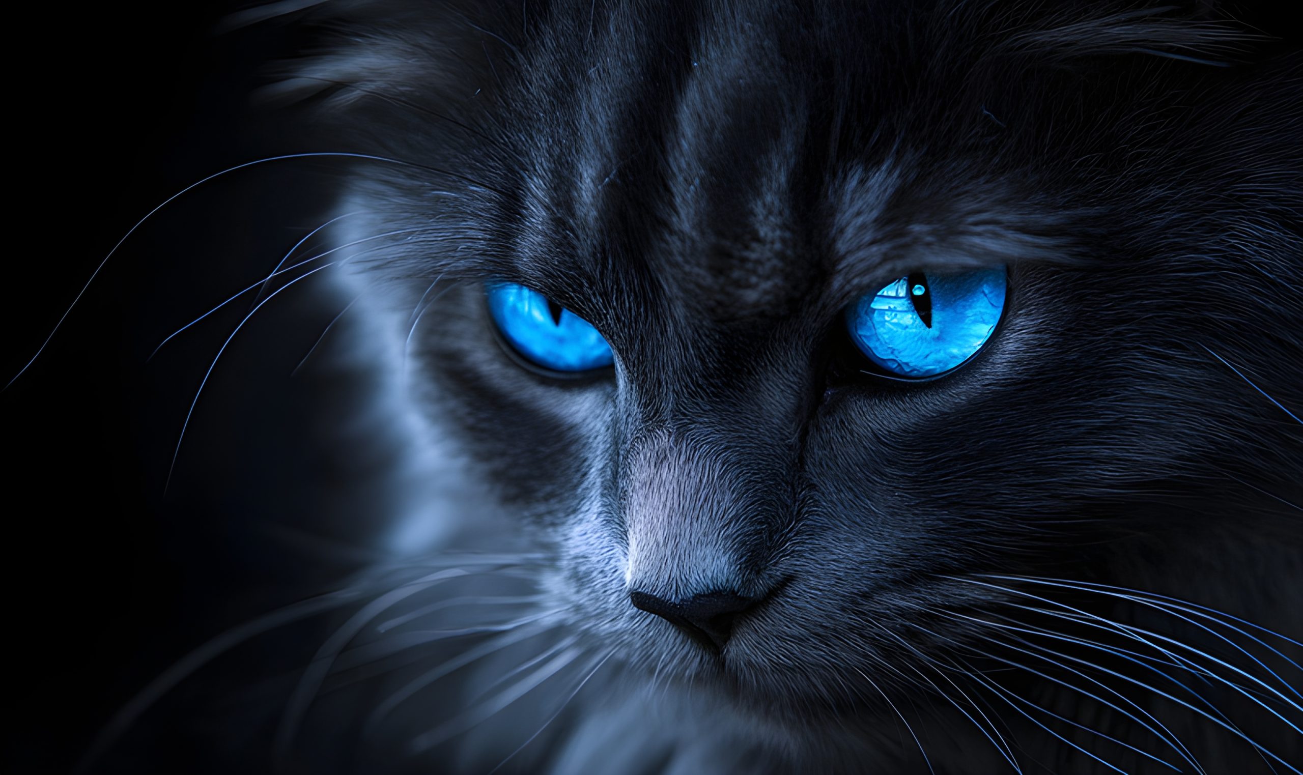 Black Cat with piercing blue eyes and a mysterious gaze - Impossible ...
