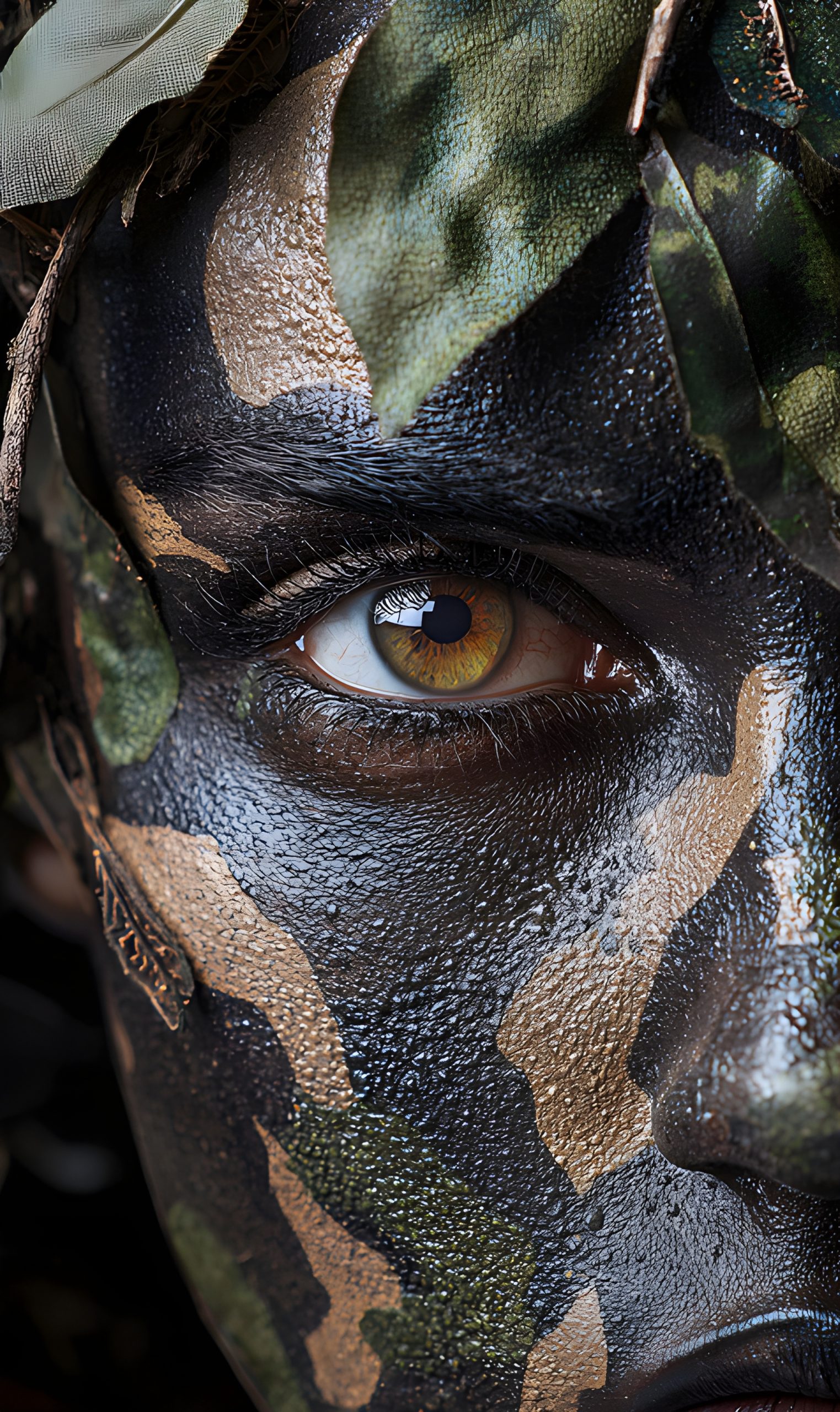 Camouflaged Eye: A Close-Up of Military Face Paint - Impossible Images ...
