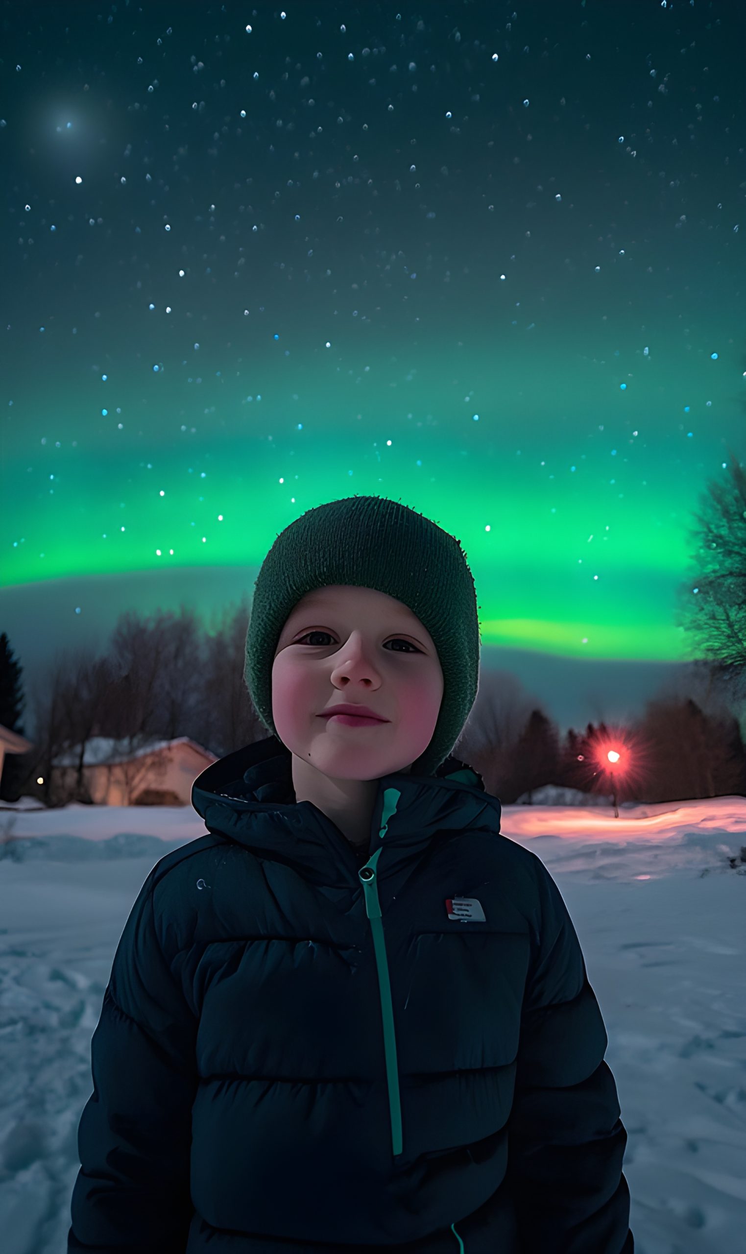 A Boy Gazing at the Northern Lights Under a Starry Sky - Impossible ...