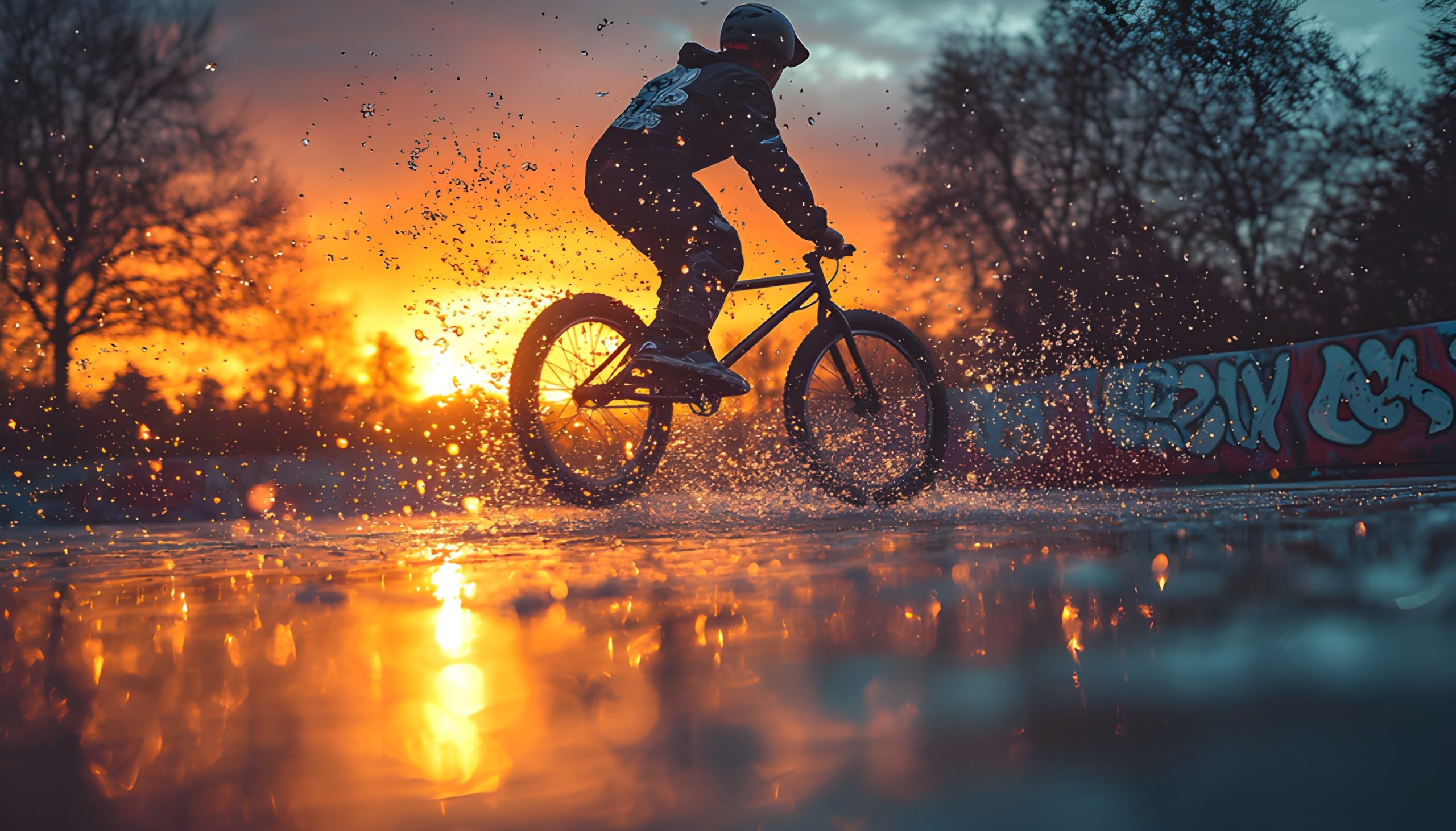 Sunset BMX Ride Splash - Impossible Images - Unique stock images for ...