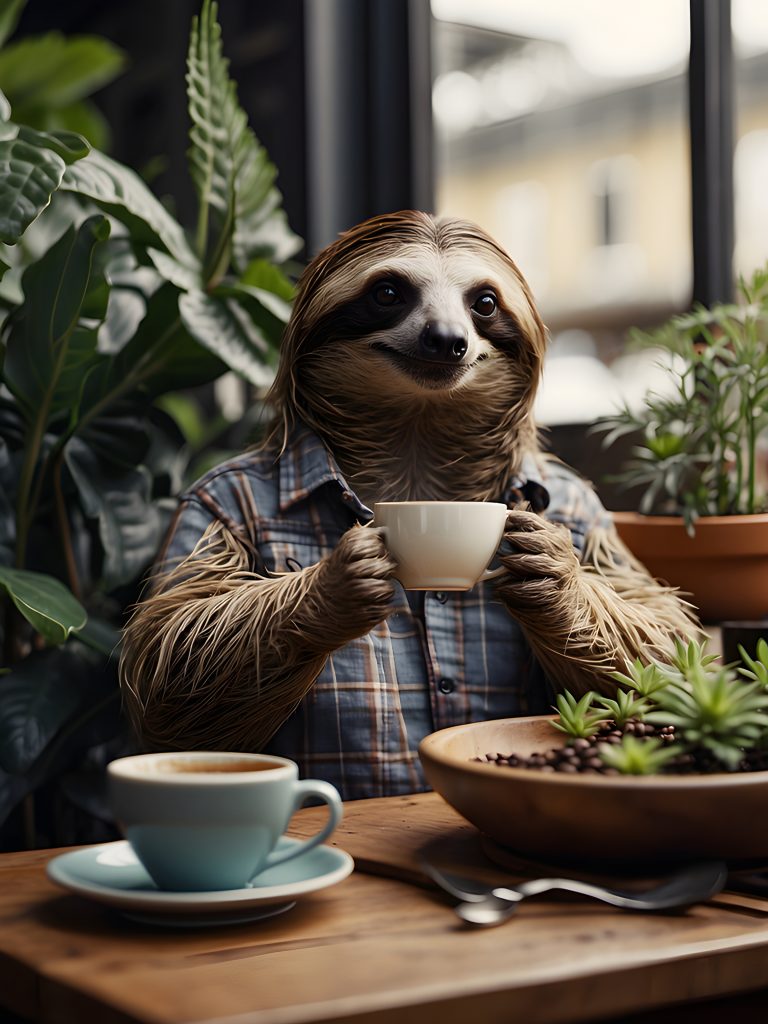 Sloth enjoys a coffee break - Impossible Images - Unique stock images ...