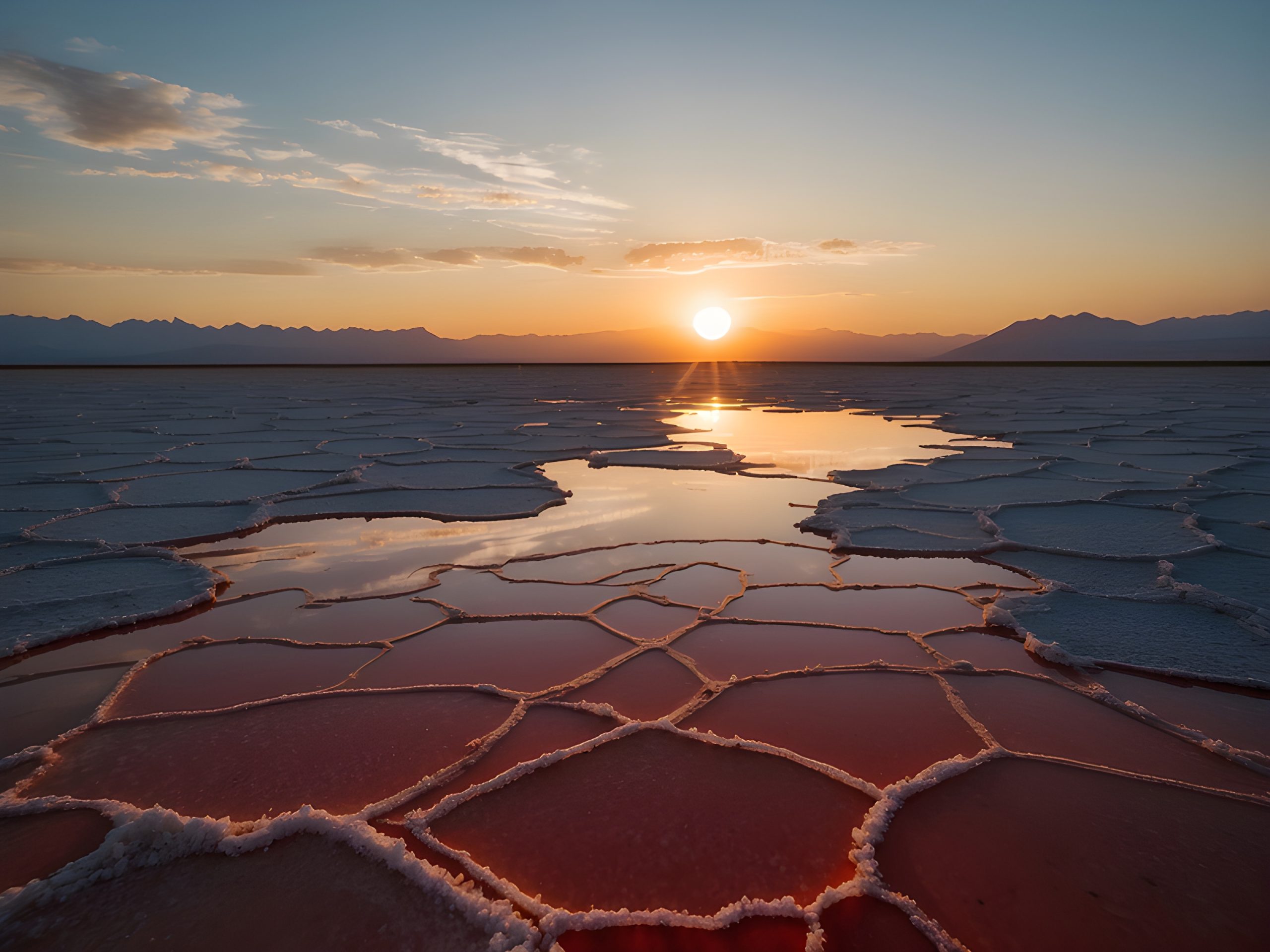 Sunset over Pink Salt Flats