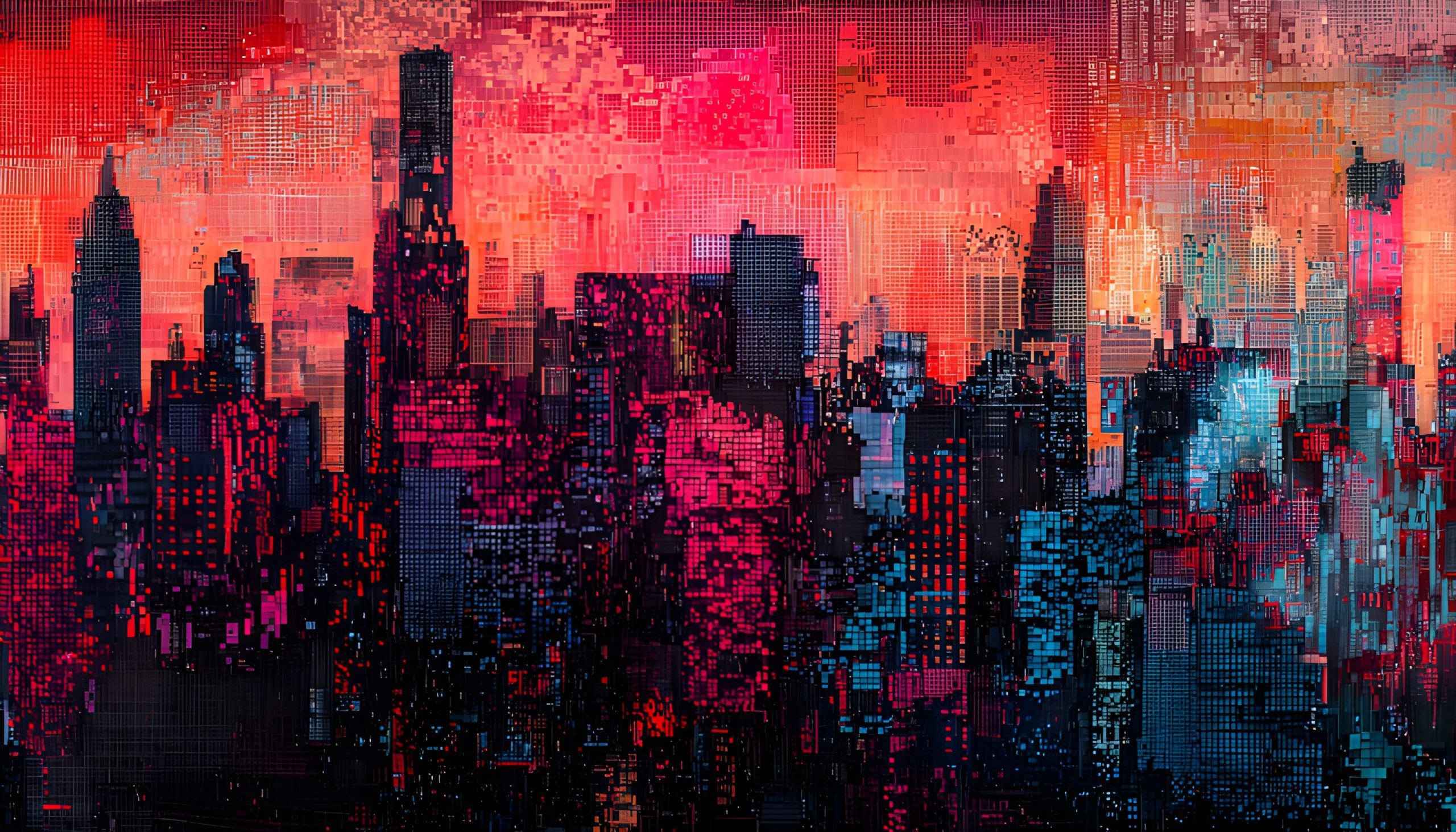 Digital Cityscape at Sunset