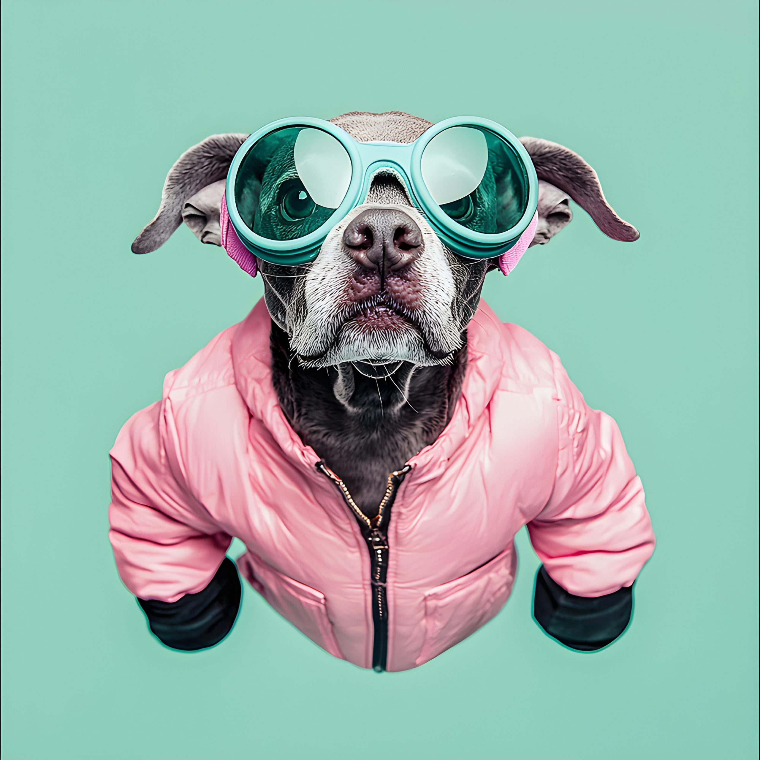 Cool Pup in Pink Puffer Jacket