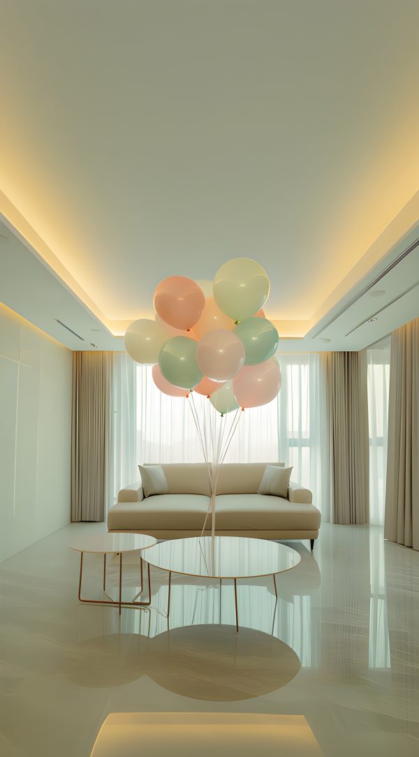 Pastel Balloons in Minimalist Living Room - Impossible Images - Unique ...