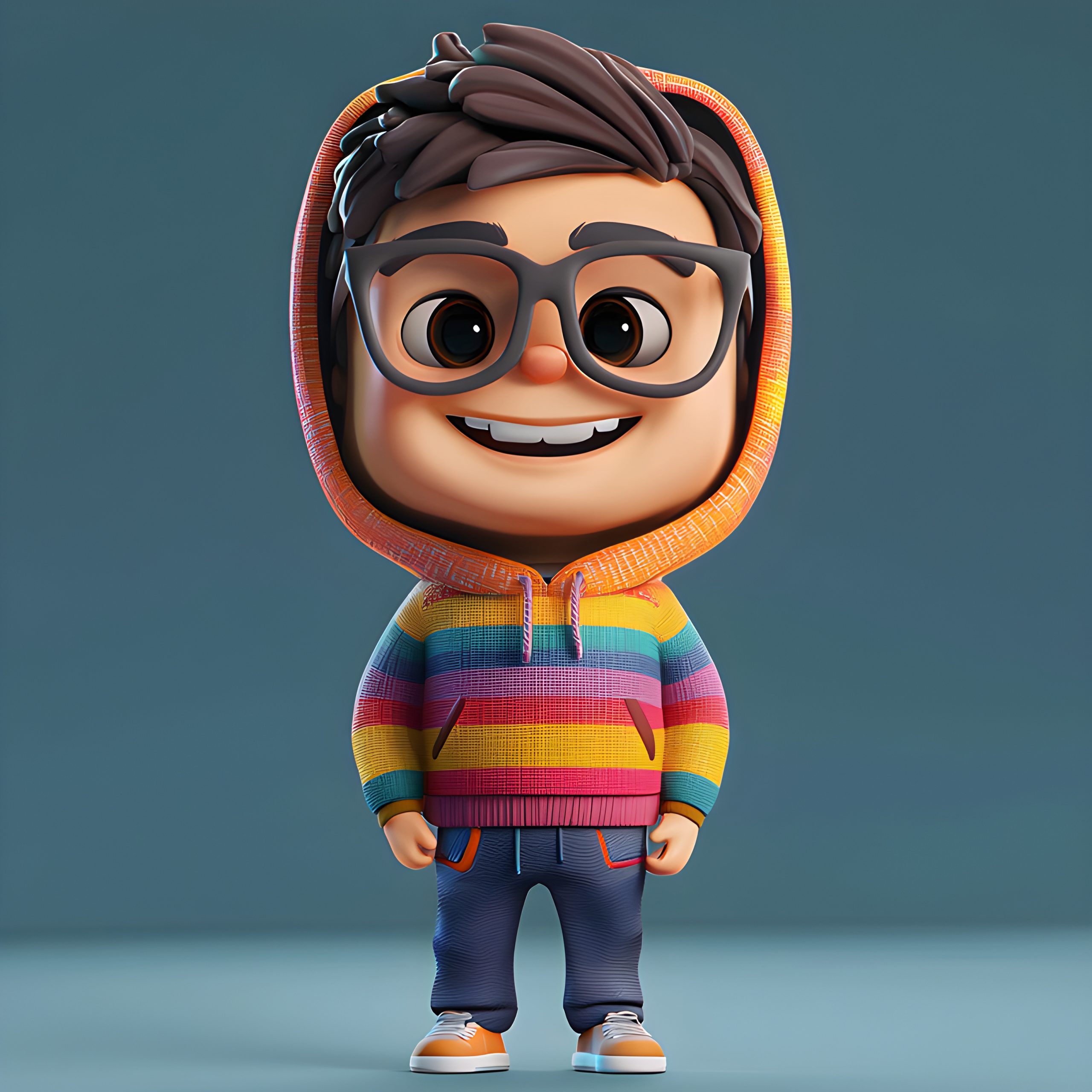 Rainbow Hoodie Boy 3D Render