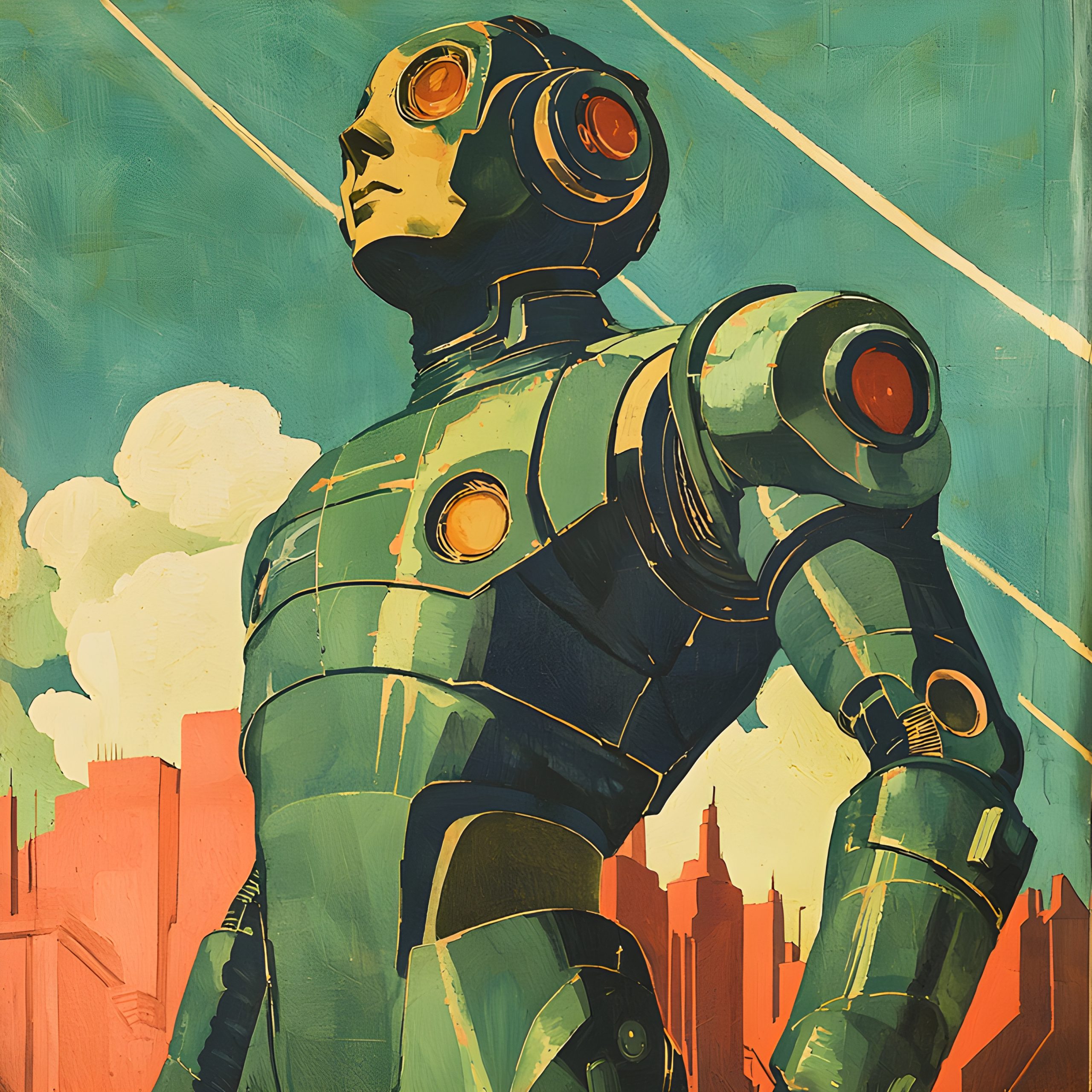 Retro Robot Cityscape