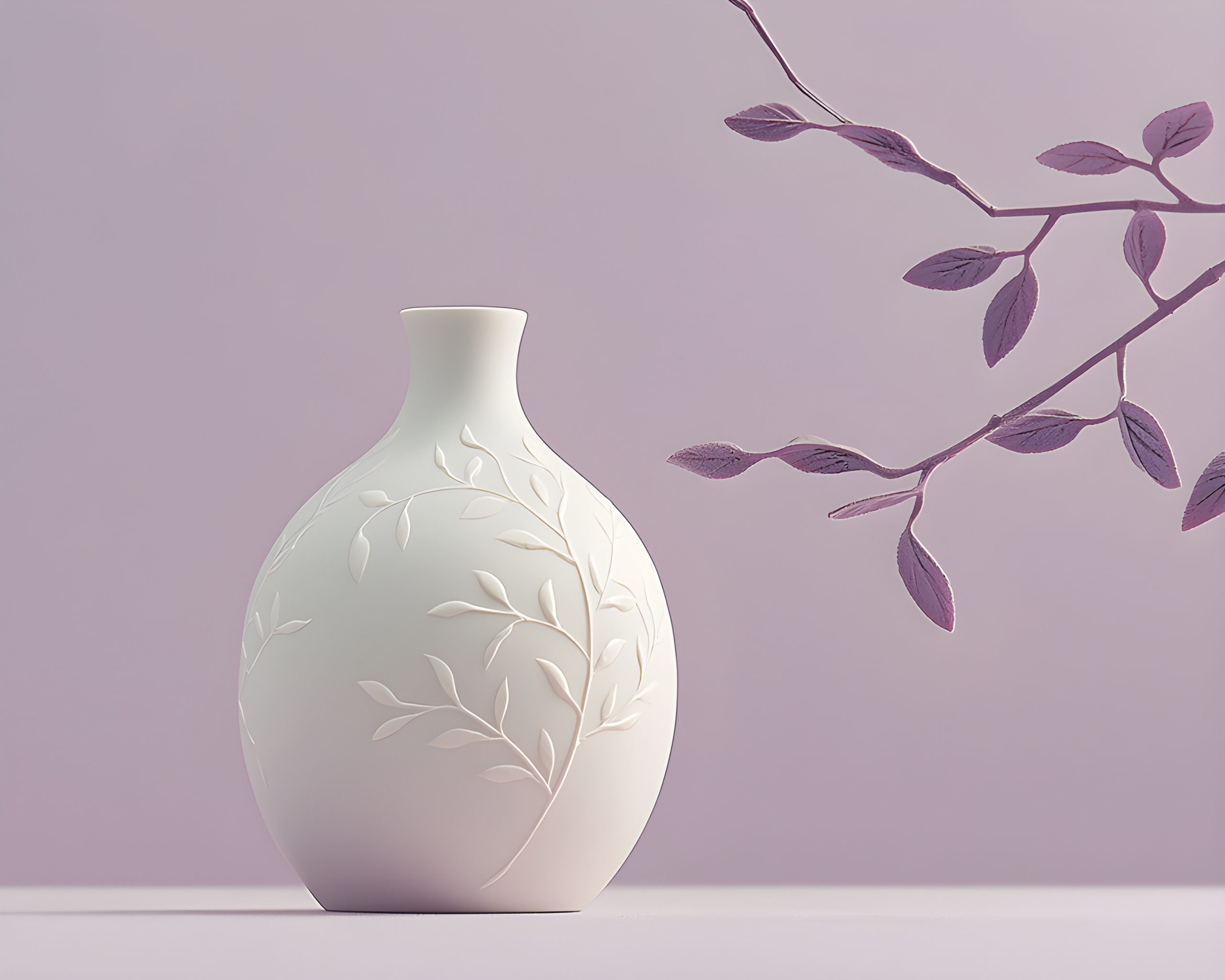 Elegant White Vase with Branch Design