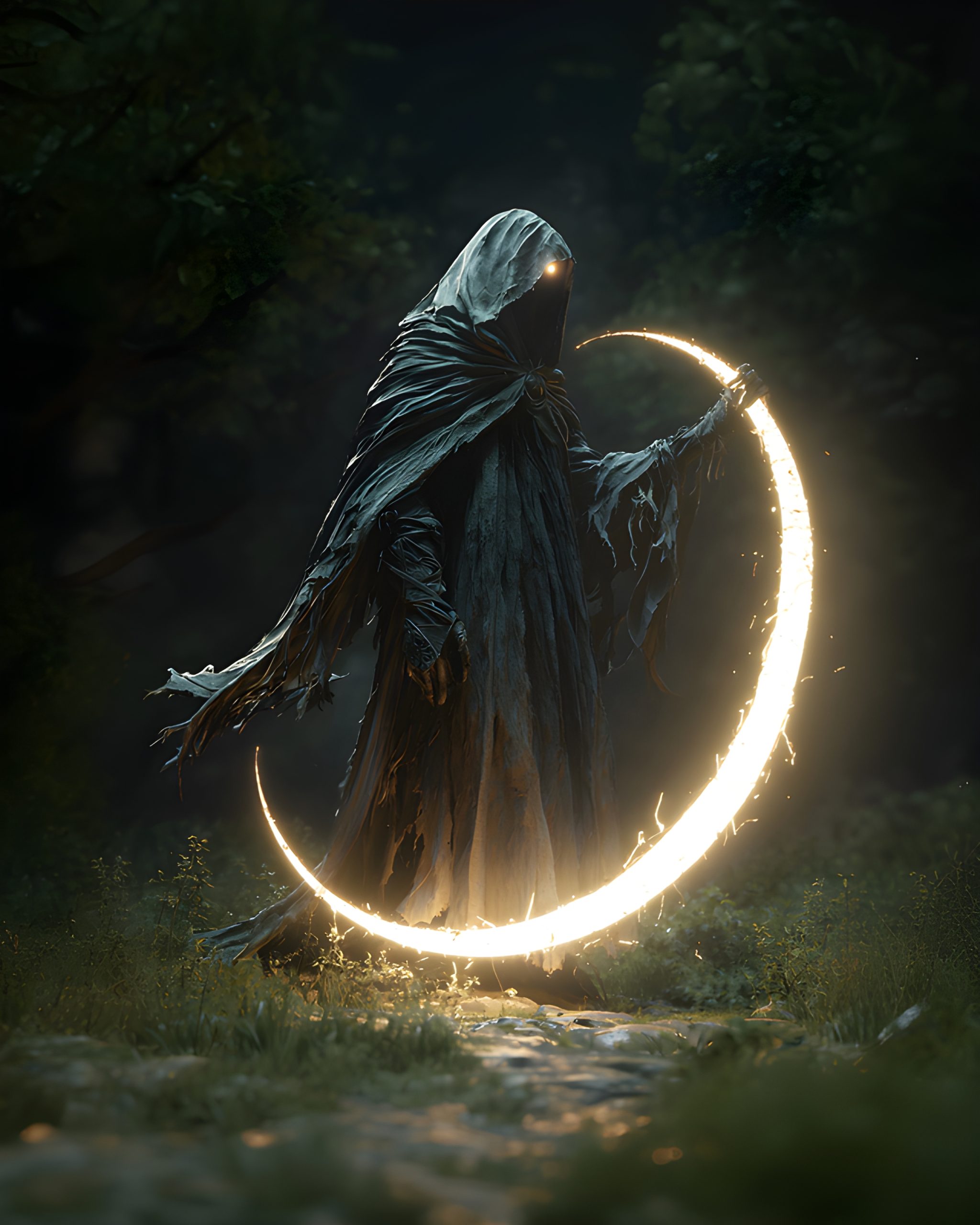 Dark Sorcerer and Crescent Moon