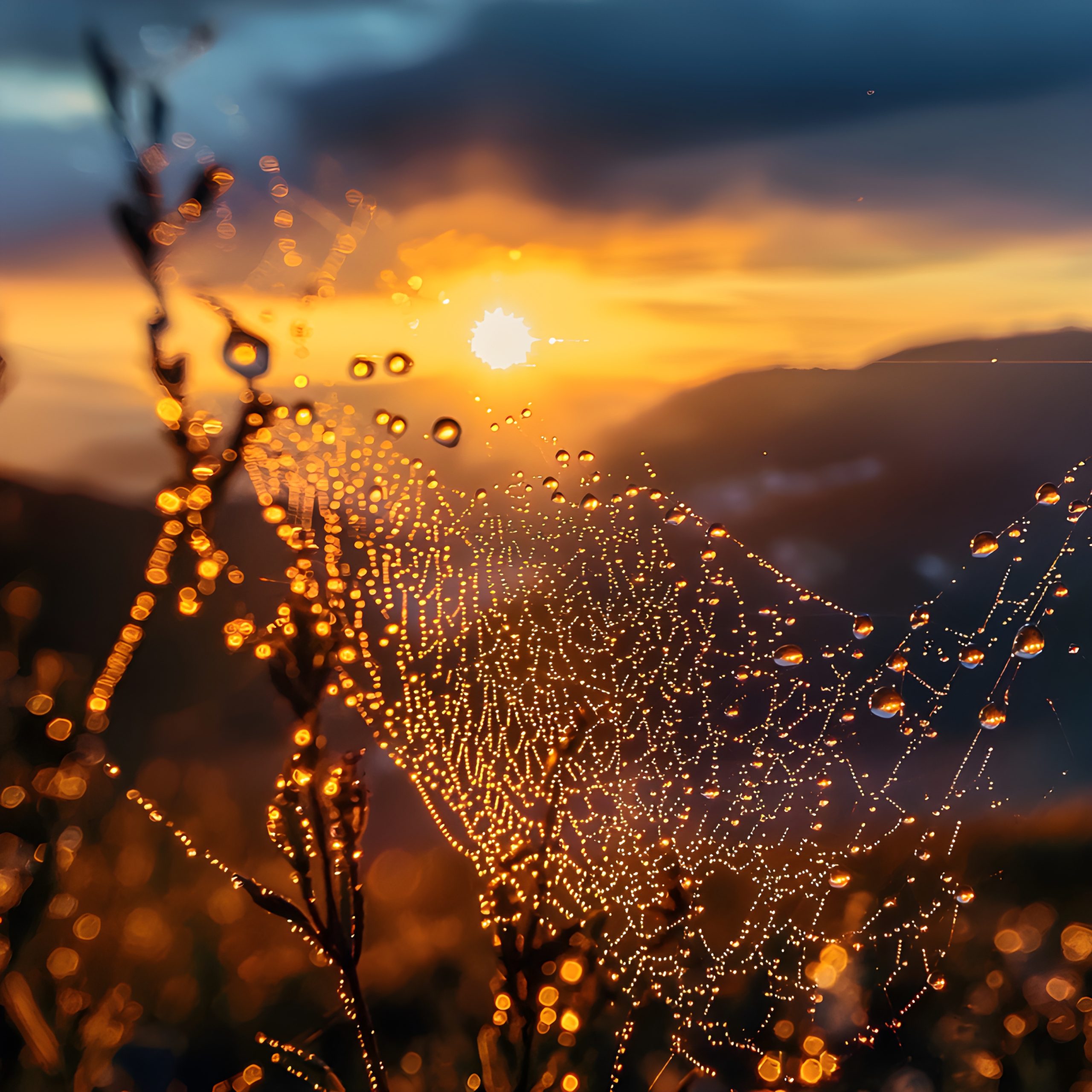 Sunrise Dewdrop Spiderweb