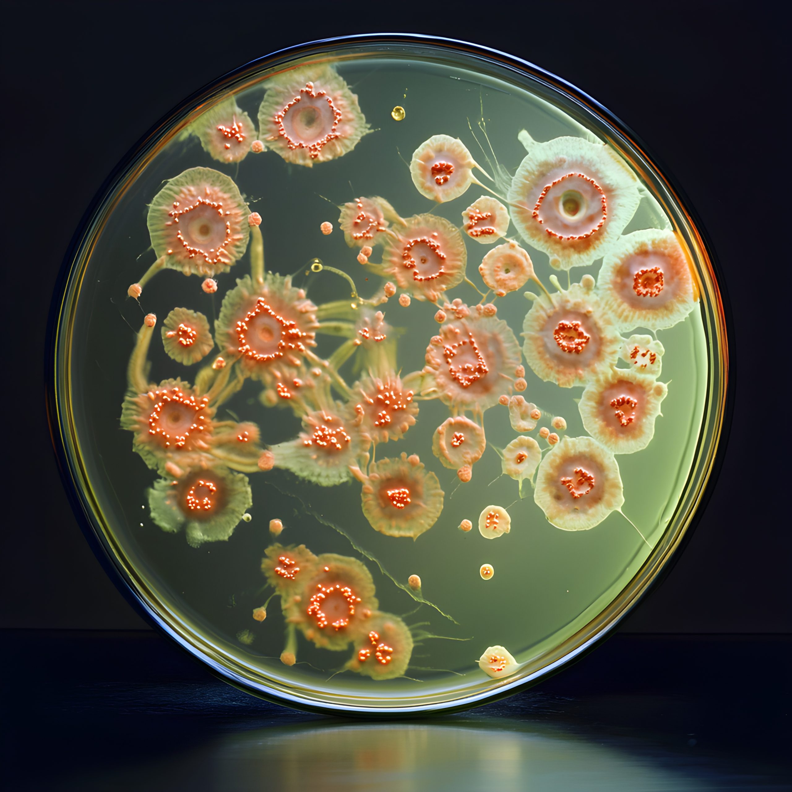 Bacterial Colony Growth in Petri Dish