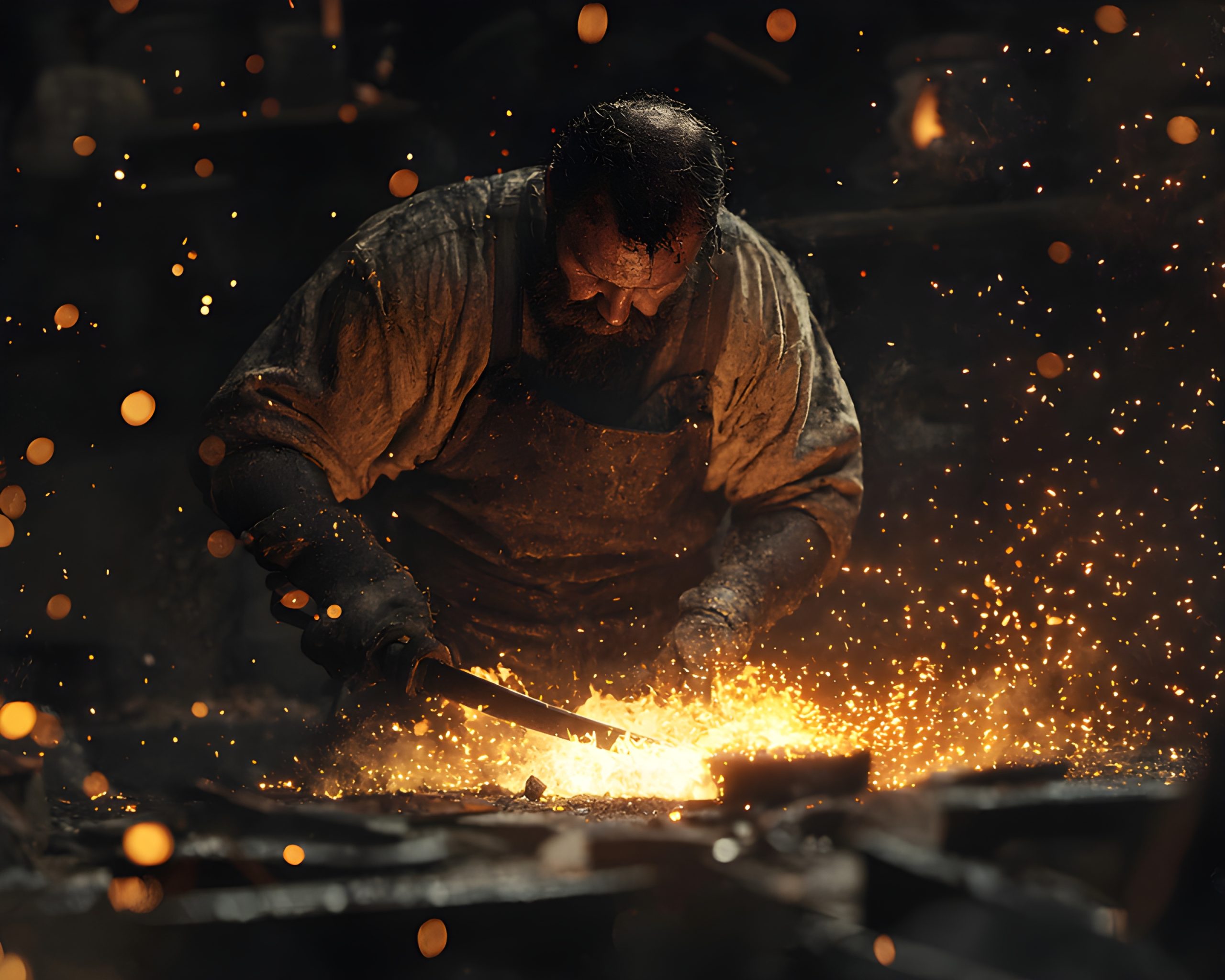 Blacksmith Forging Fire Sparks