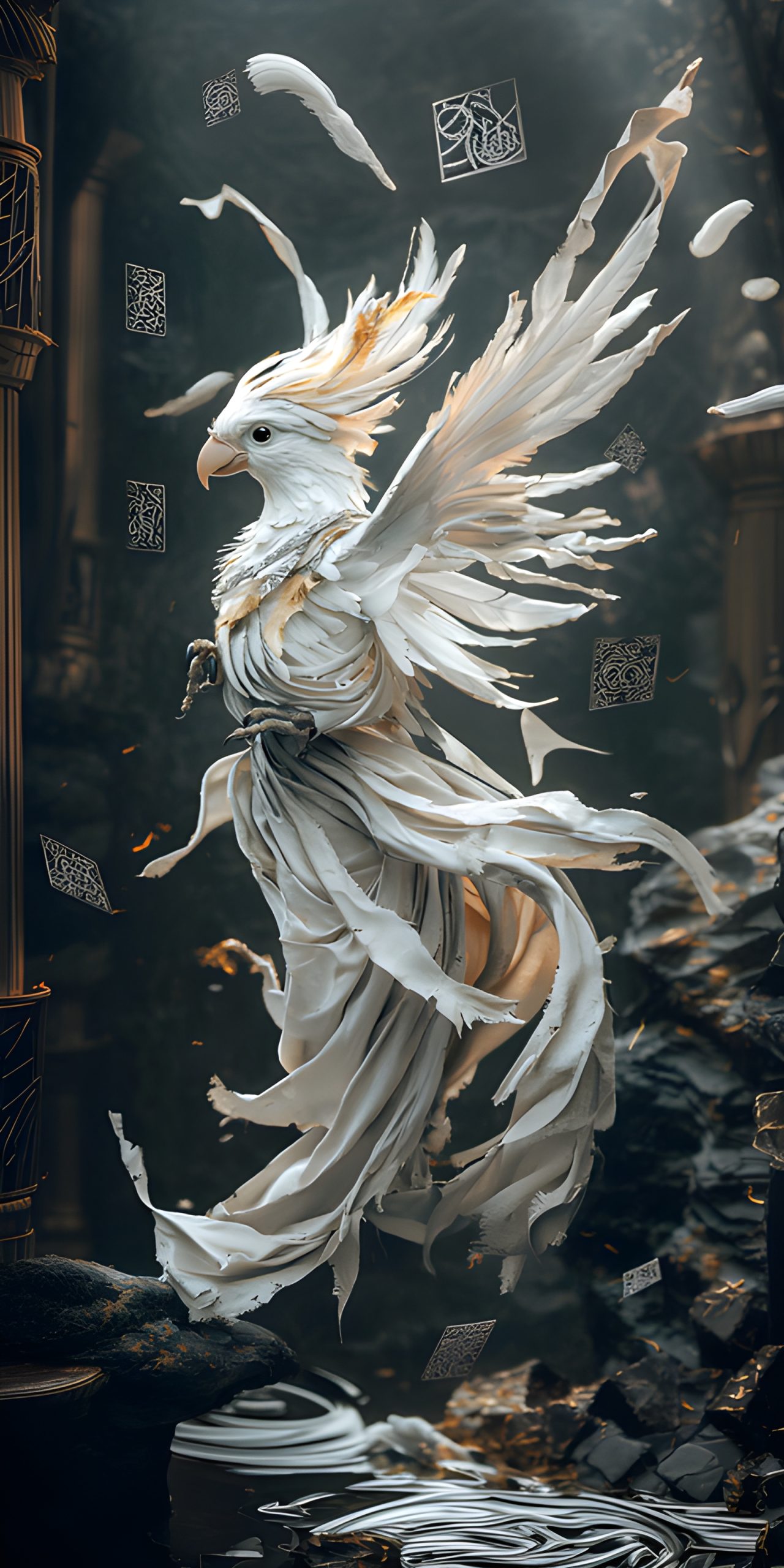 White Cockatoo in flowing robes