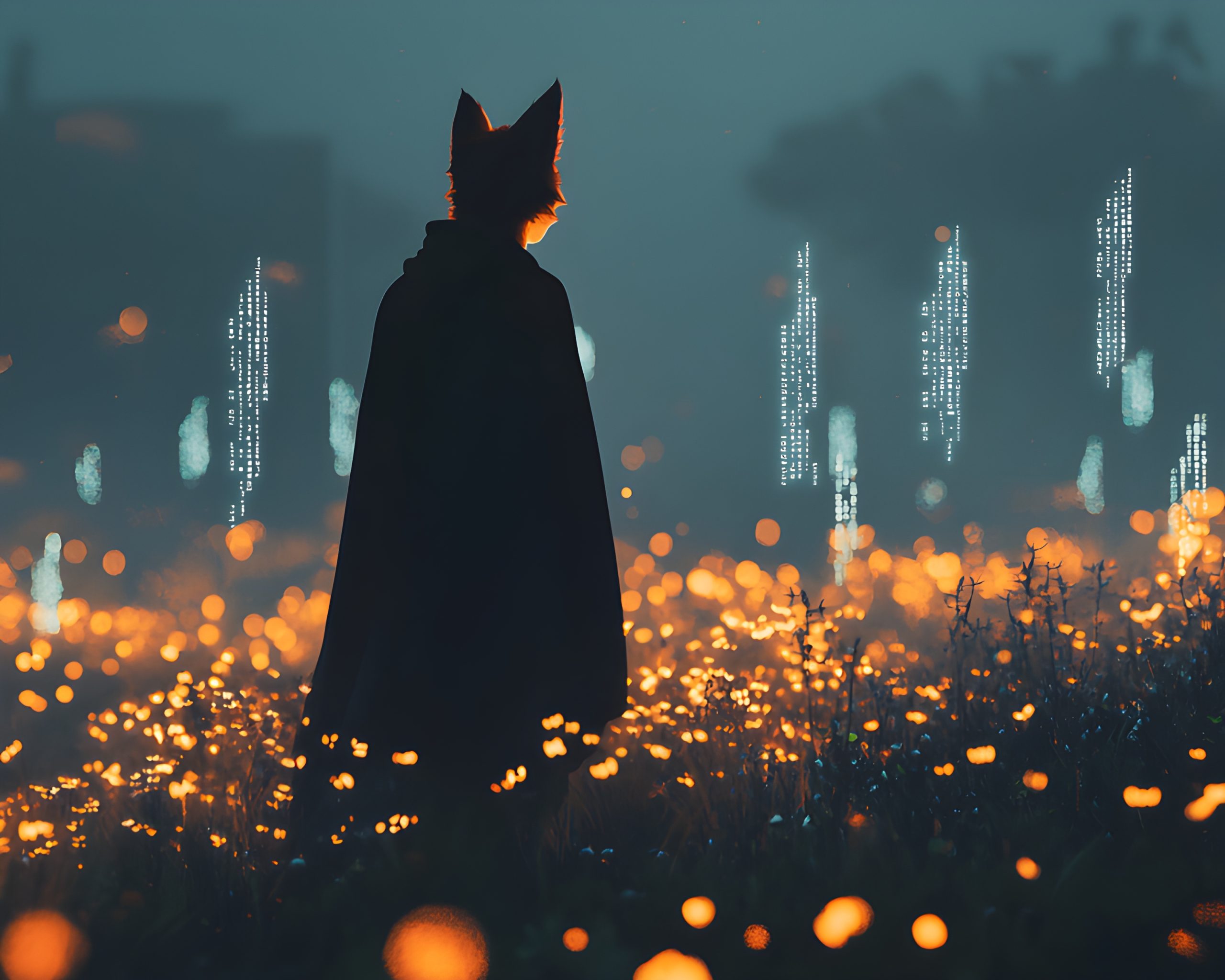 Fox Spirit in Digital Bloom