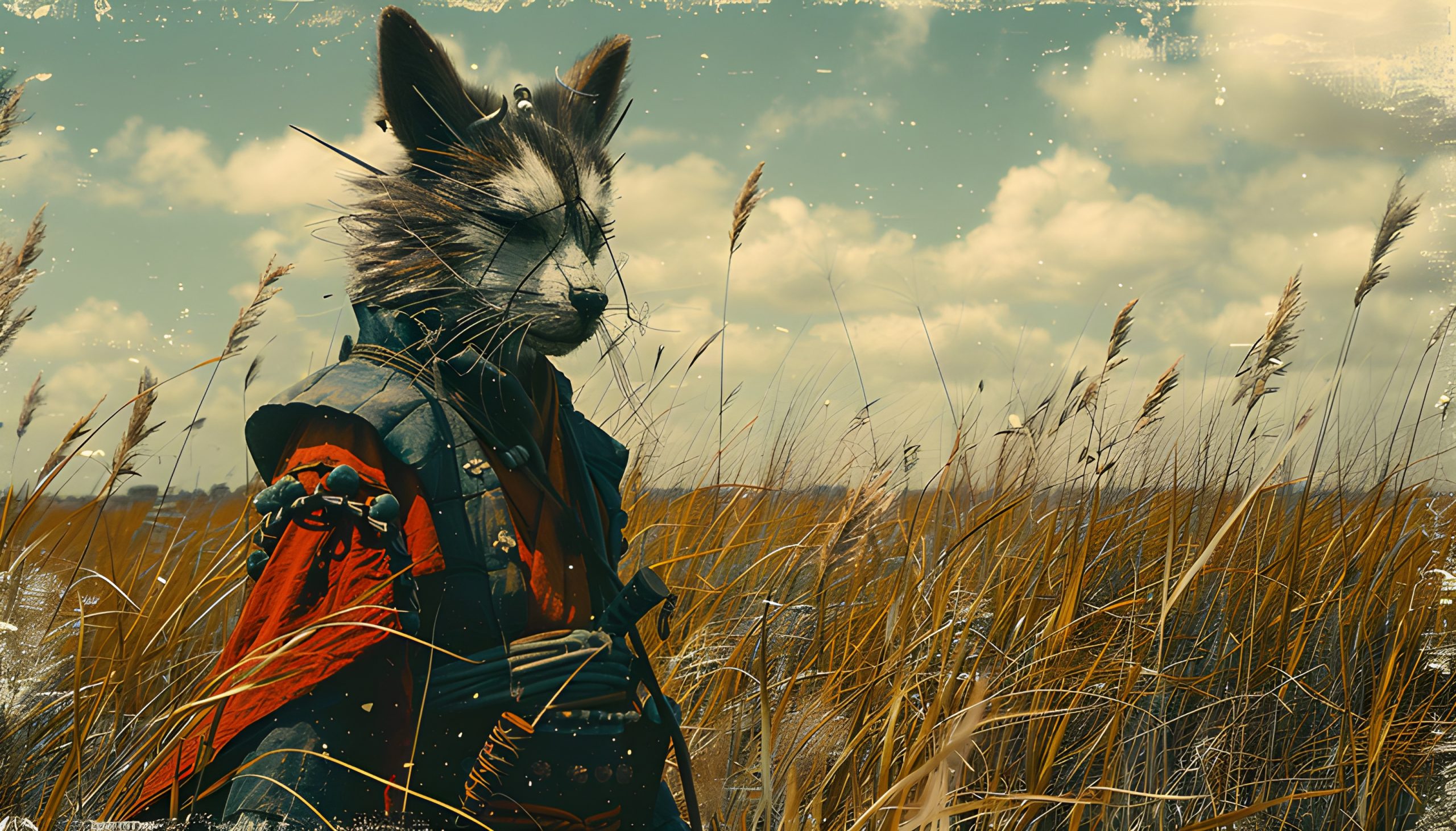 Raccoon Samurai in the Field