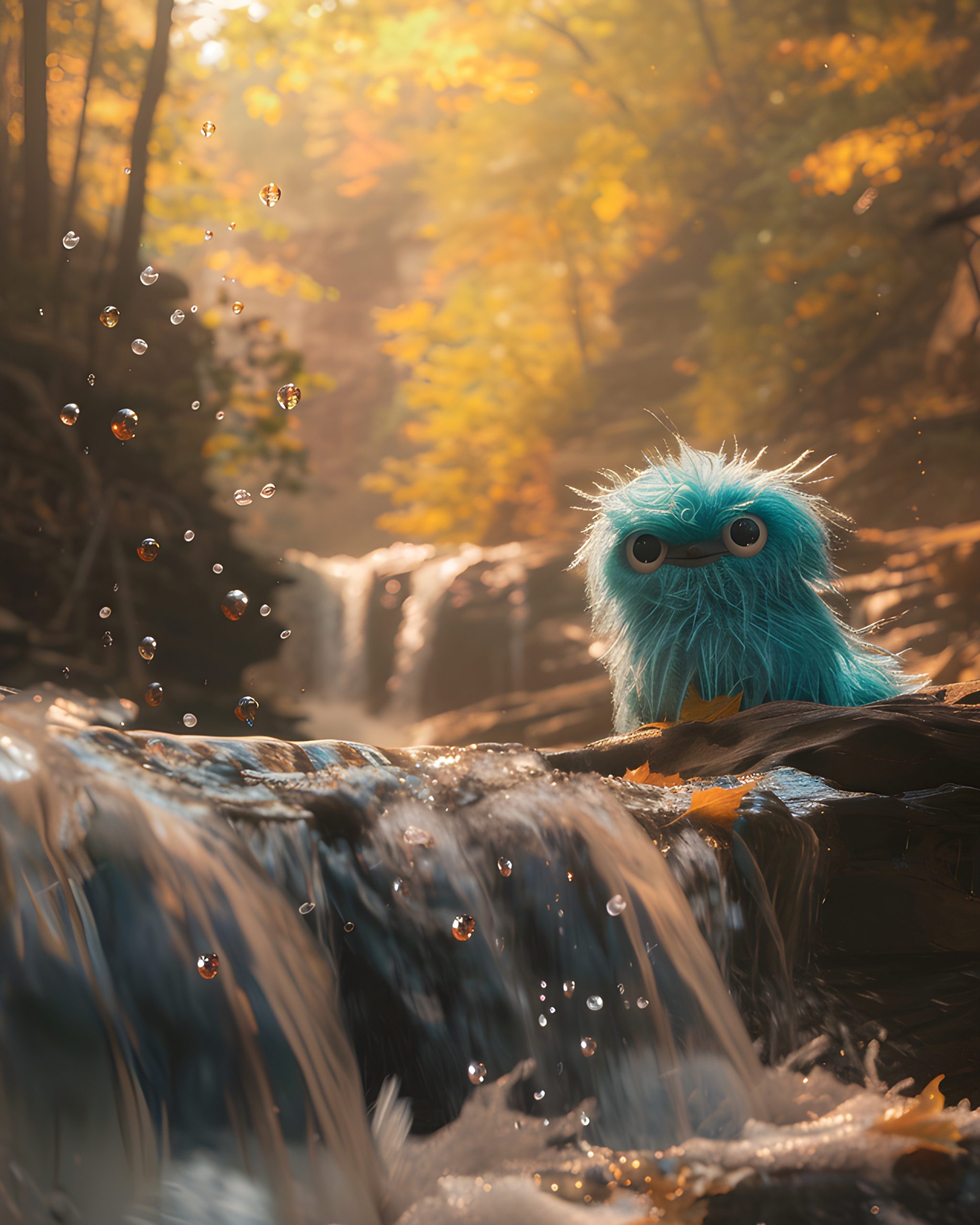 Fuzzy Friend by the Falls