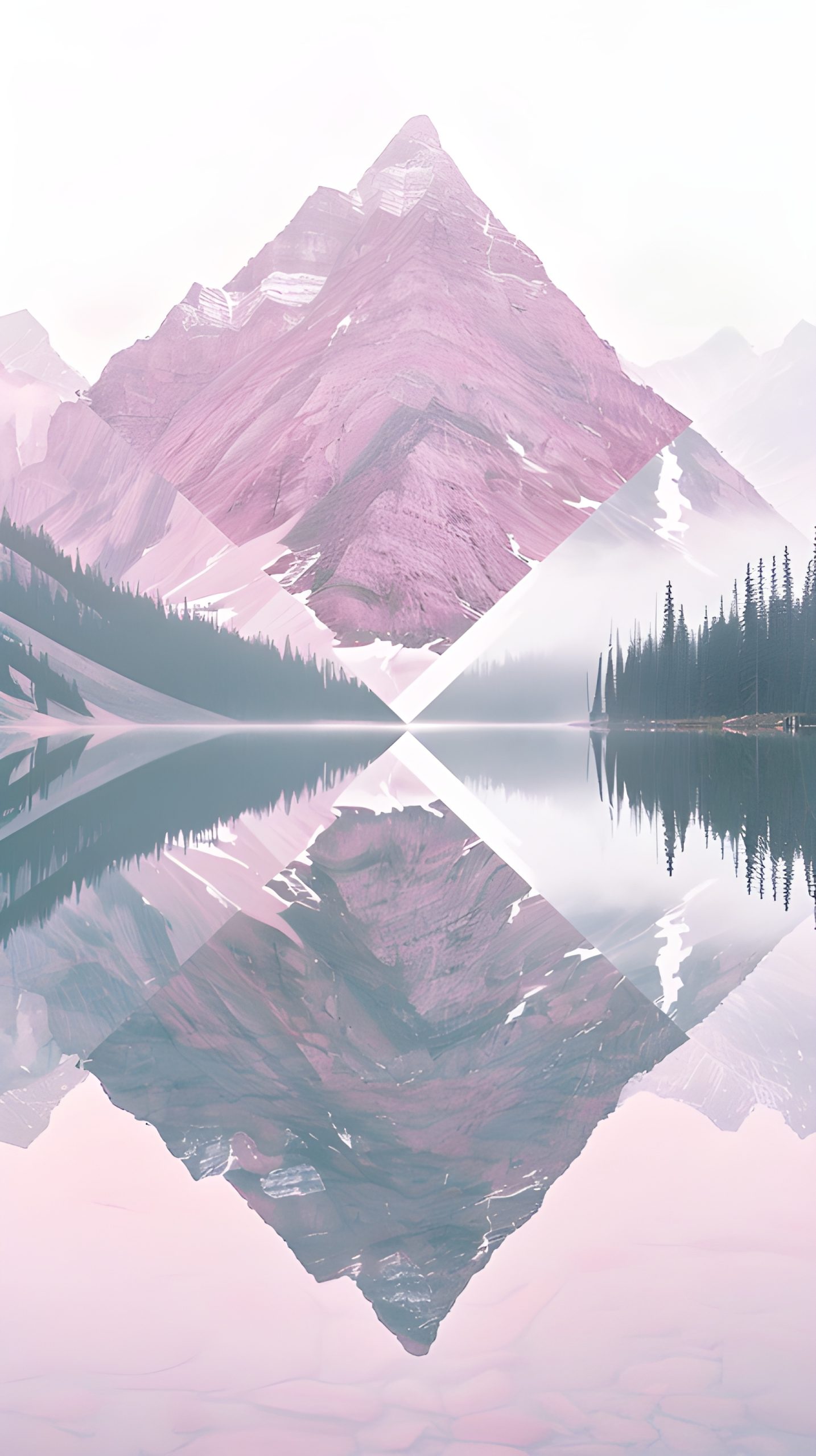 Pink Mountain Lake Reflection