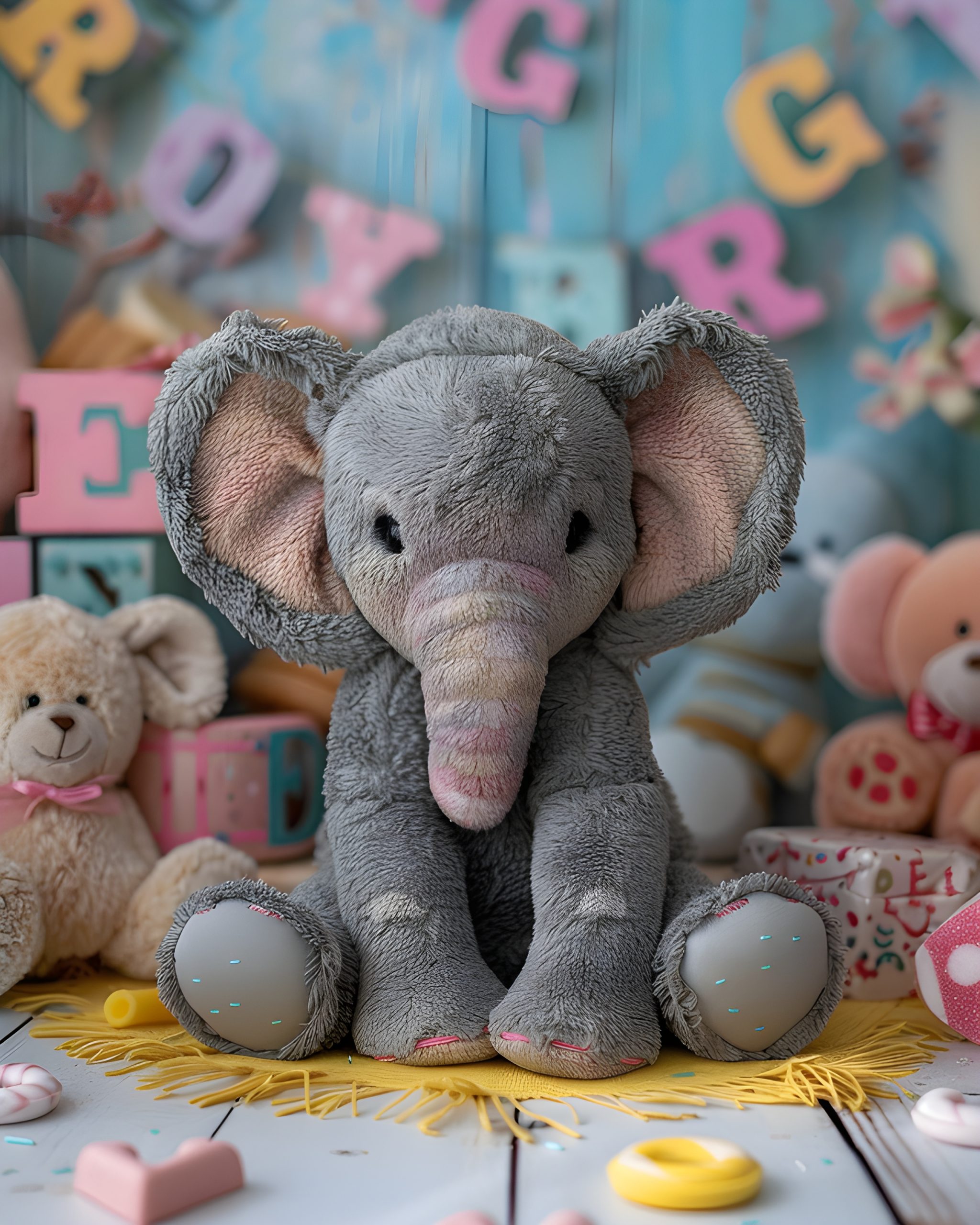 Adorable Grey Elephant Plush Toy
