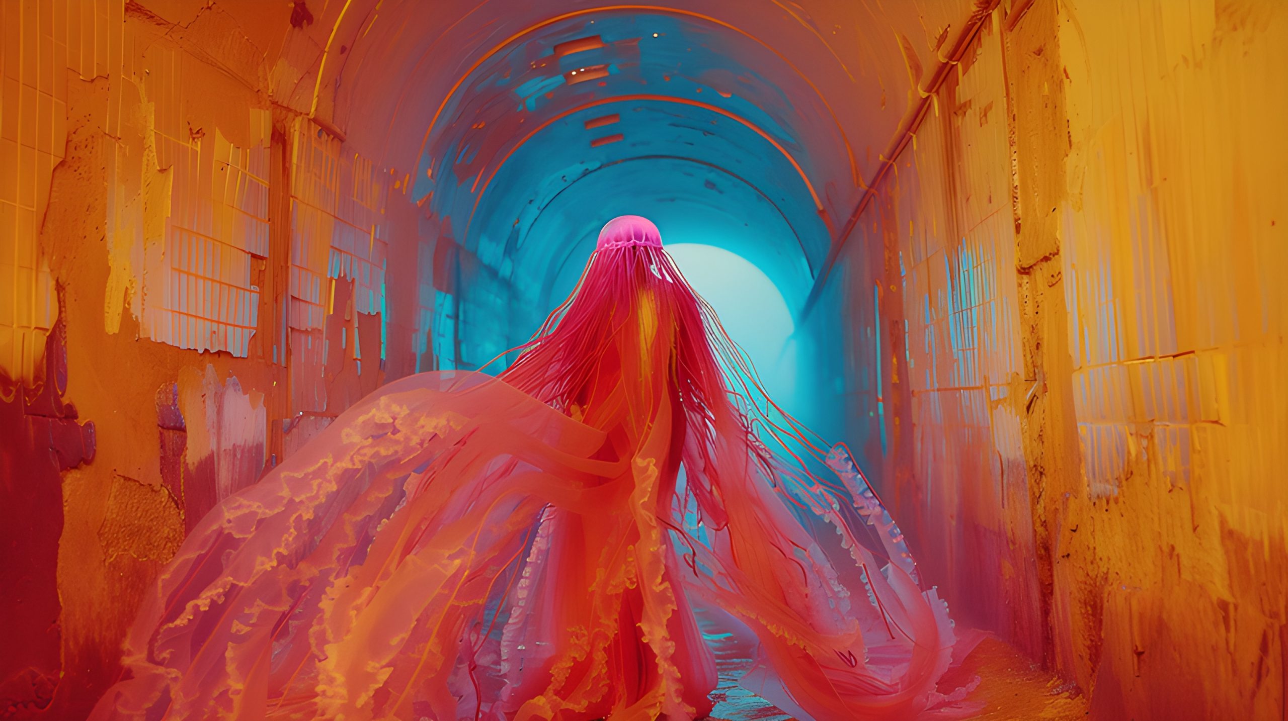Jellyfish Woman in Tunnel of Light