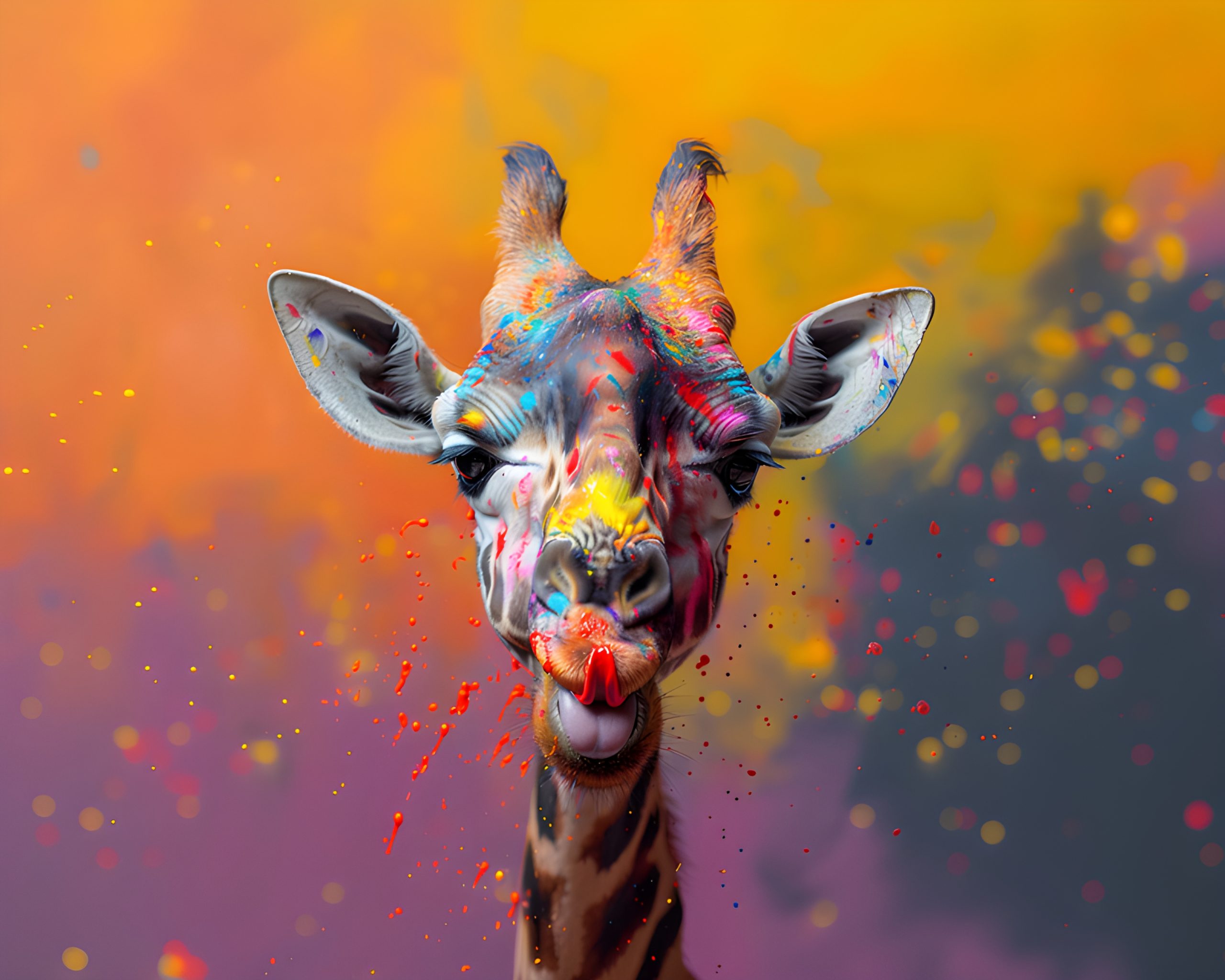 Colorful Holi Giraffe