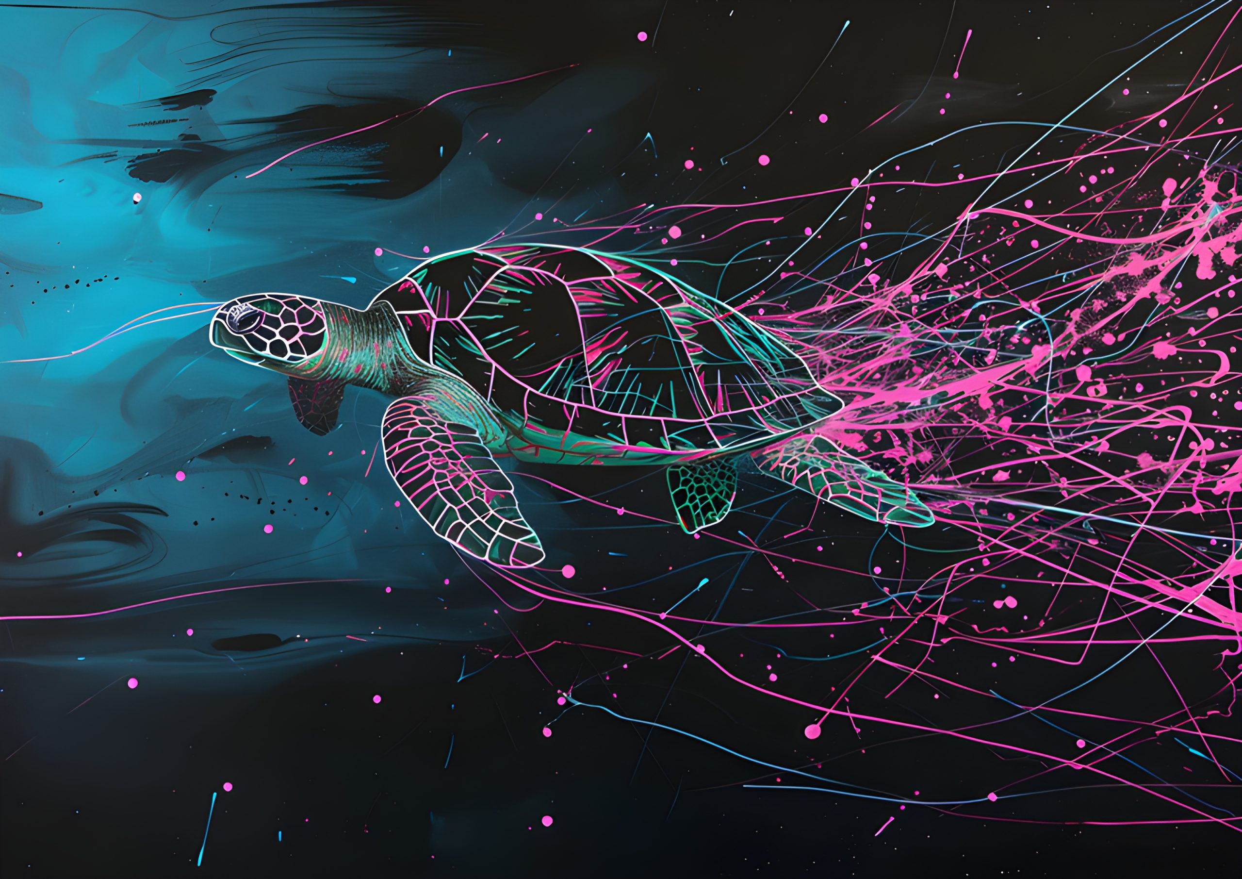 Neon Turtle Splash Art