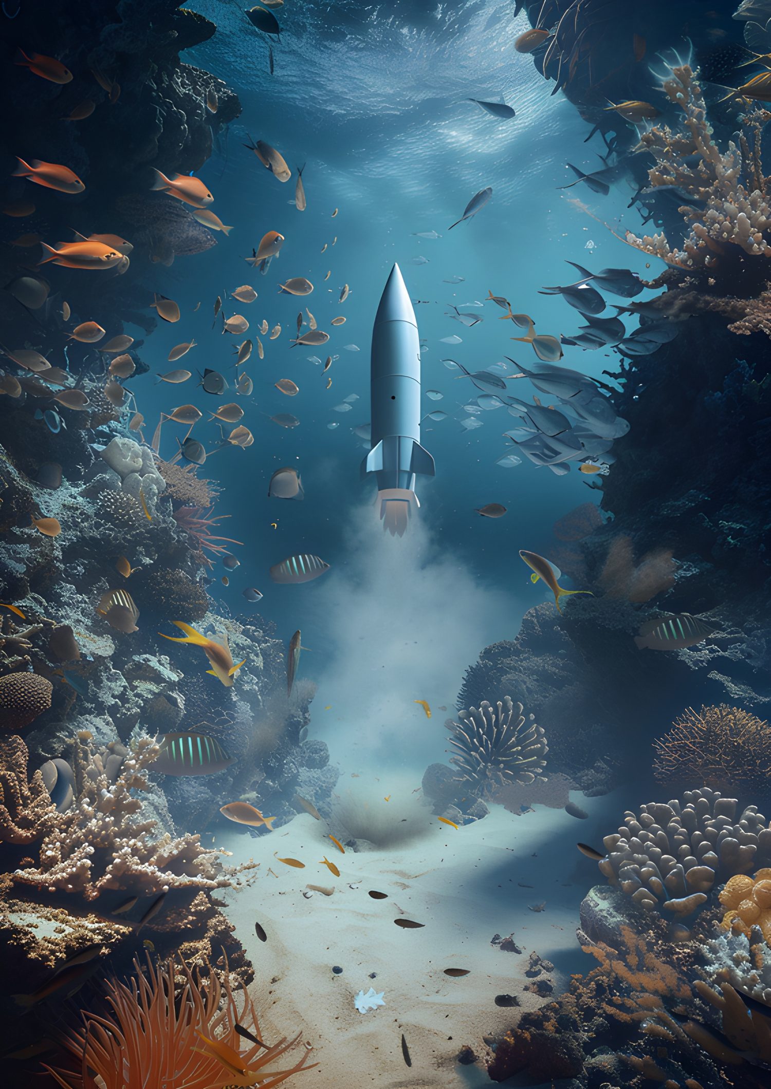 Rocket Launch Underwater Reef - Impossible Images - Unique stock images