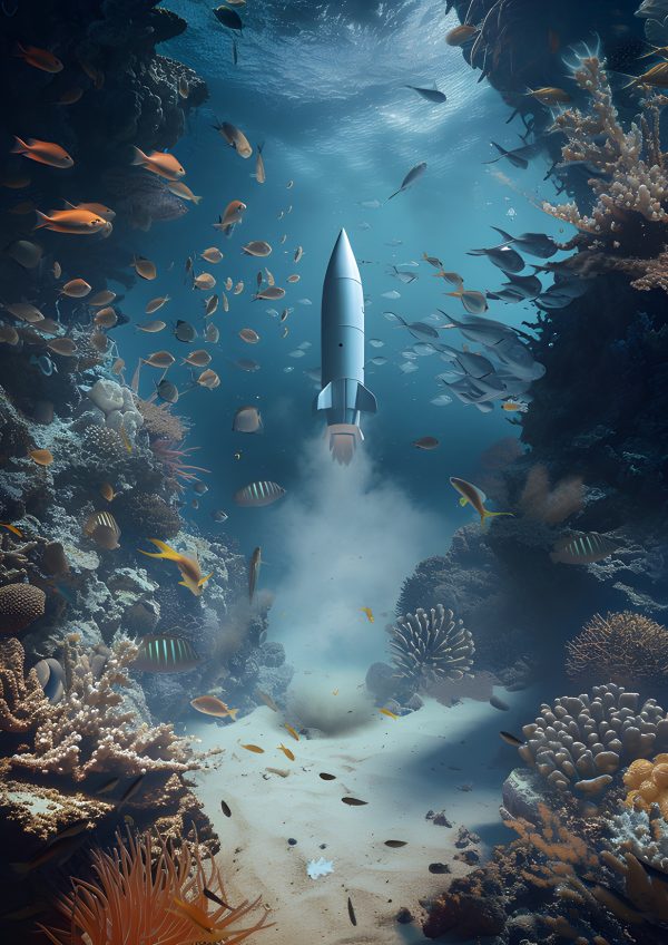 Rocket Launch Underwater Reef - Impossible Images - Unique stock images ...