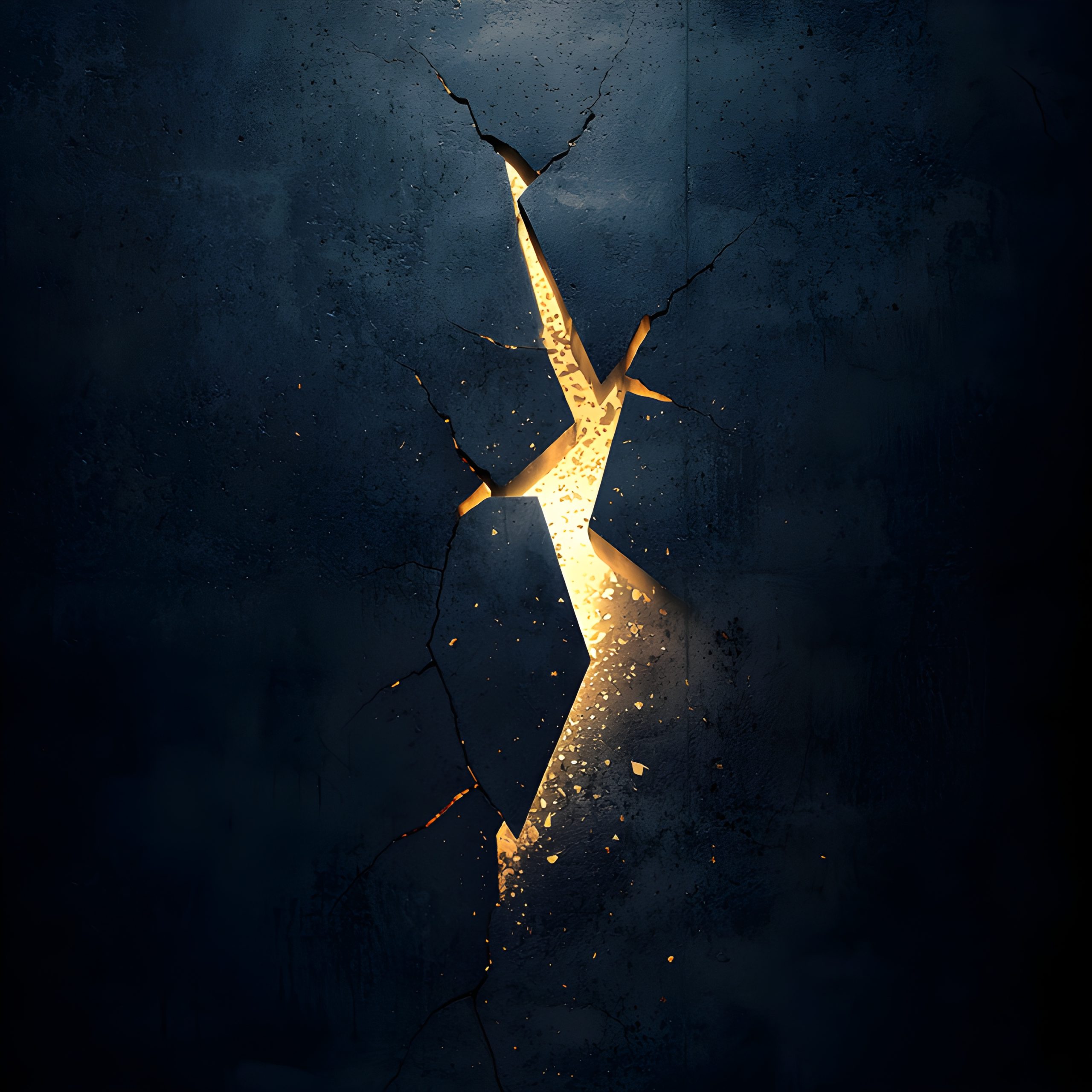 Golden Crack in Dark Wall