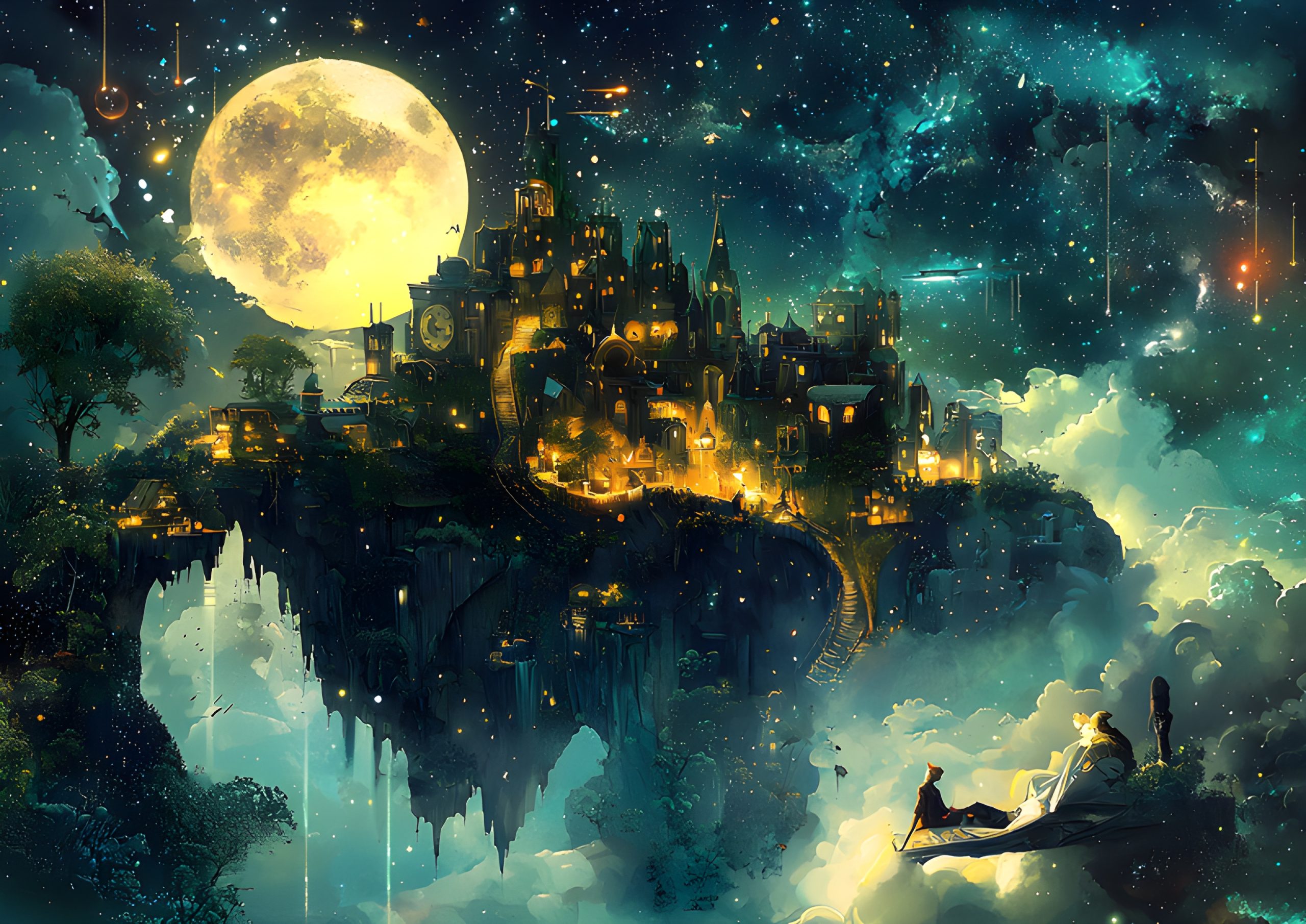 Moonlit Skybound City Dreamscape