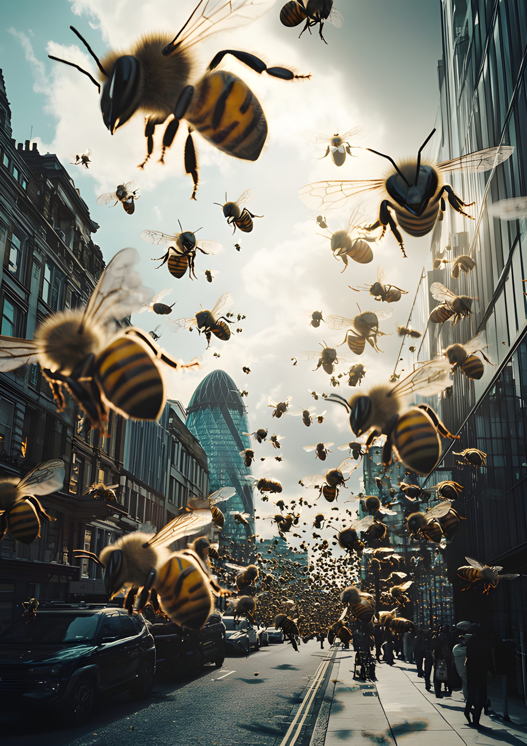 Bee Swarm London Cityscape