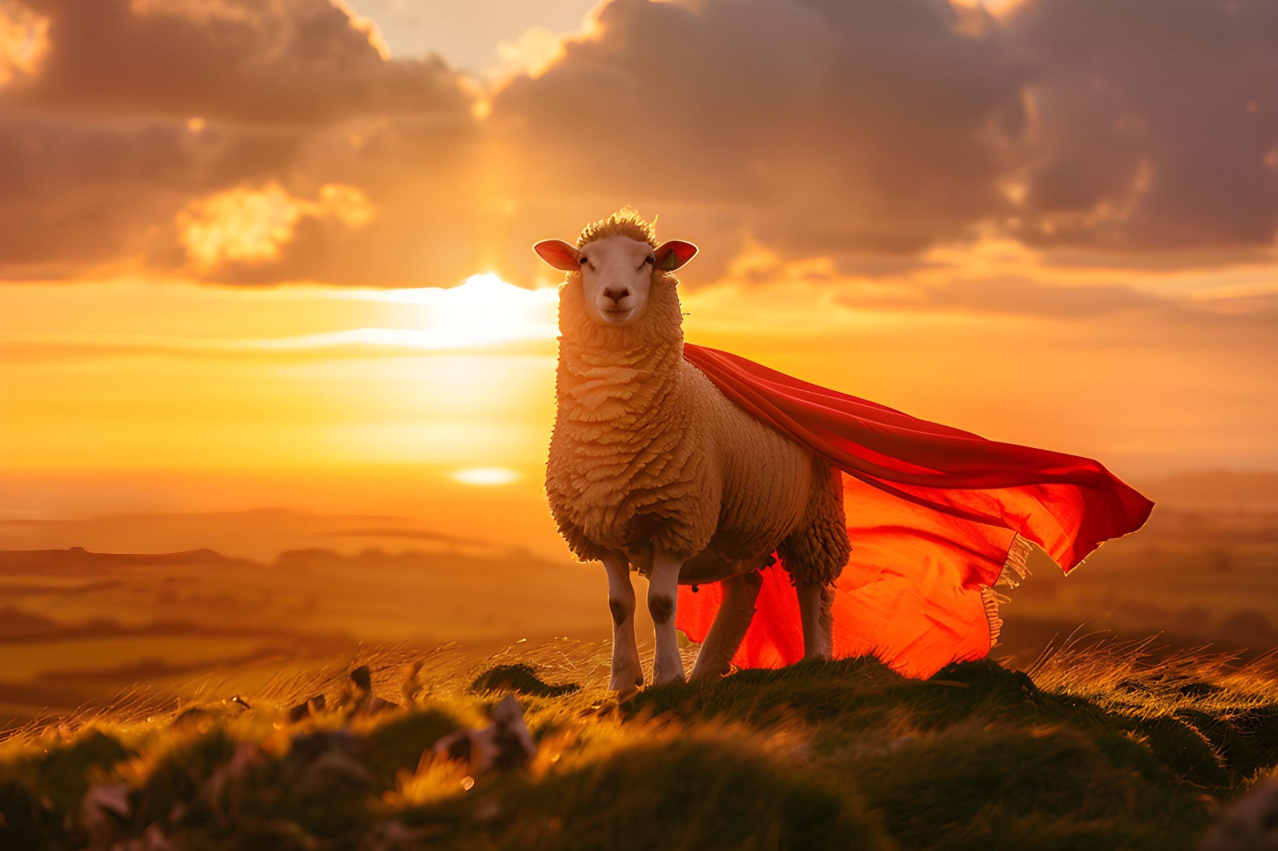 Sunset Superhero Sheep