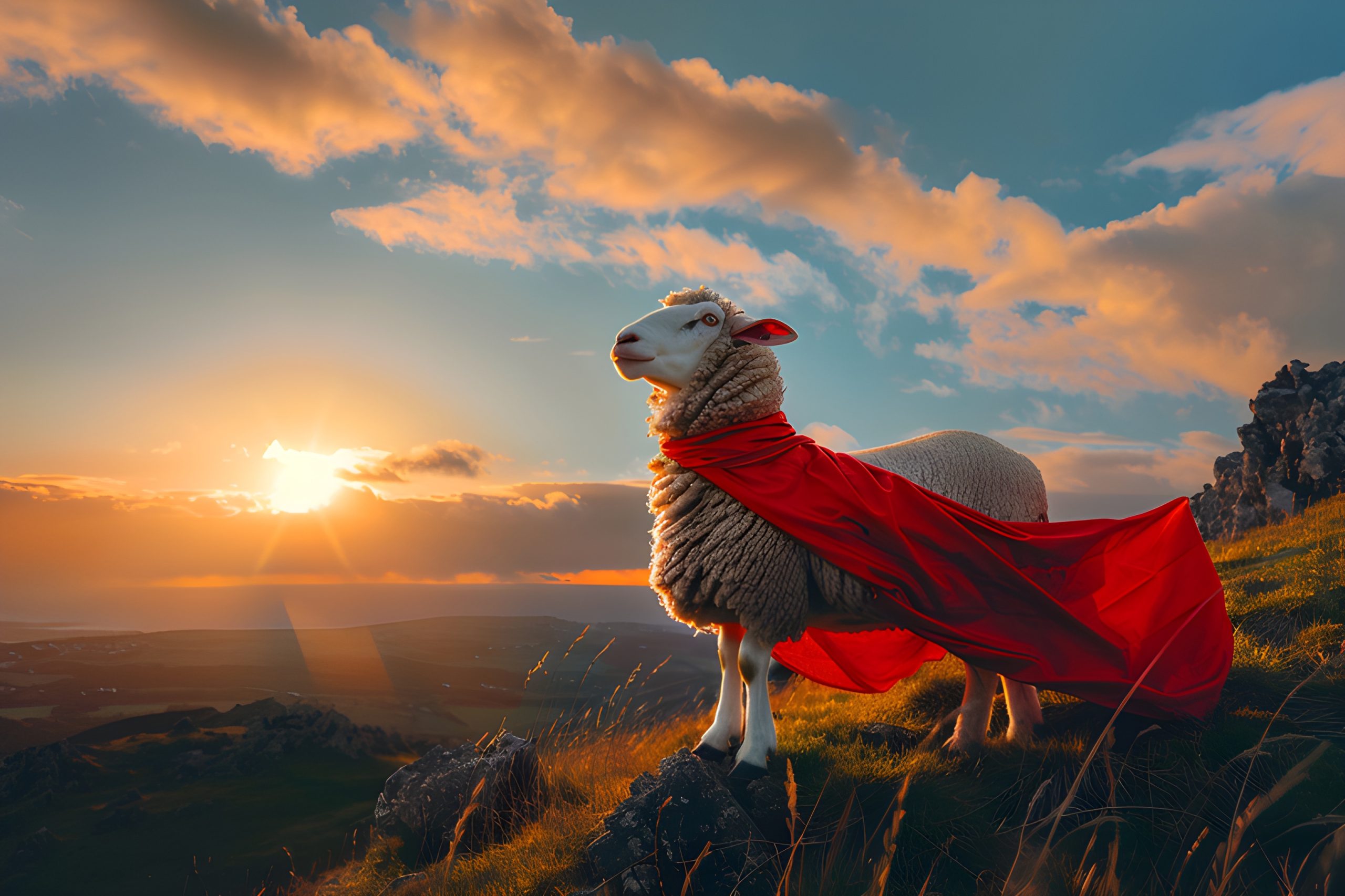 Sunset Sheep Superhero