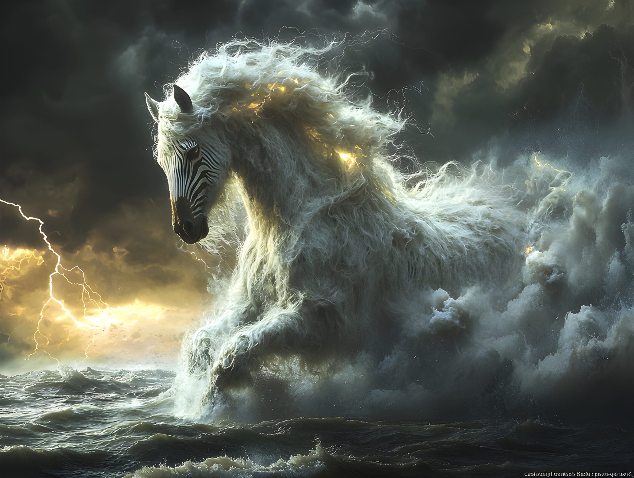 Stormy Zebra Horse Rising