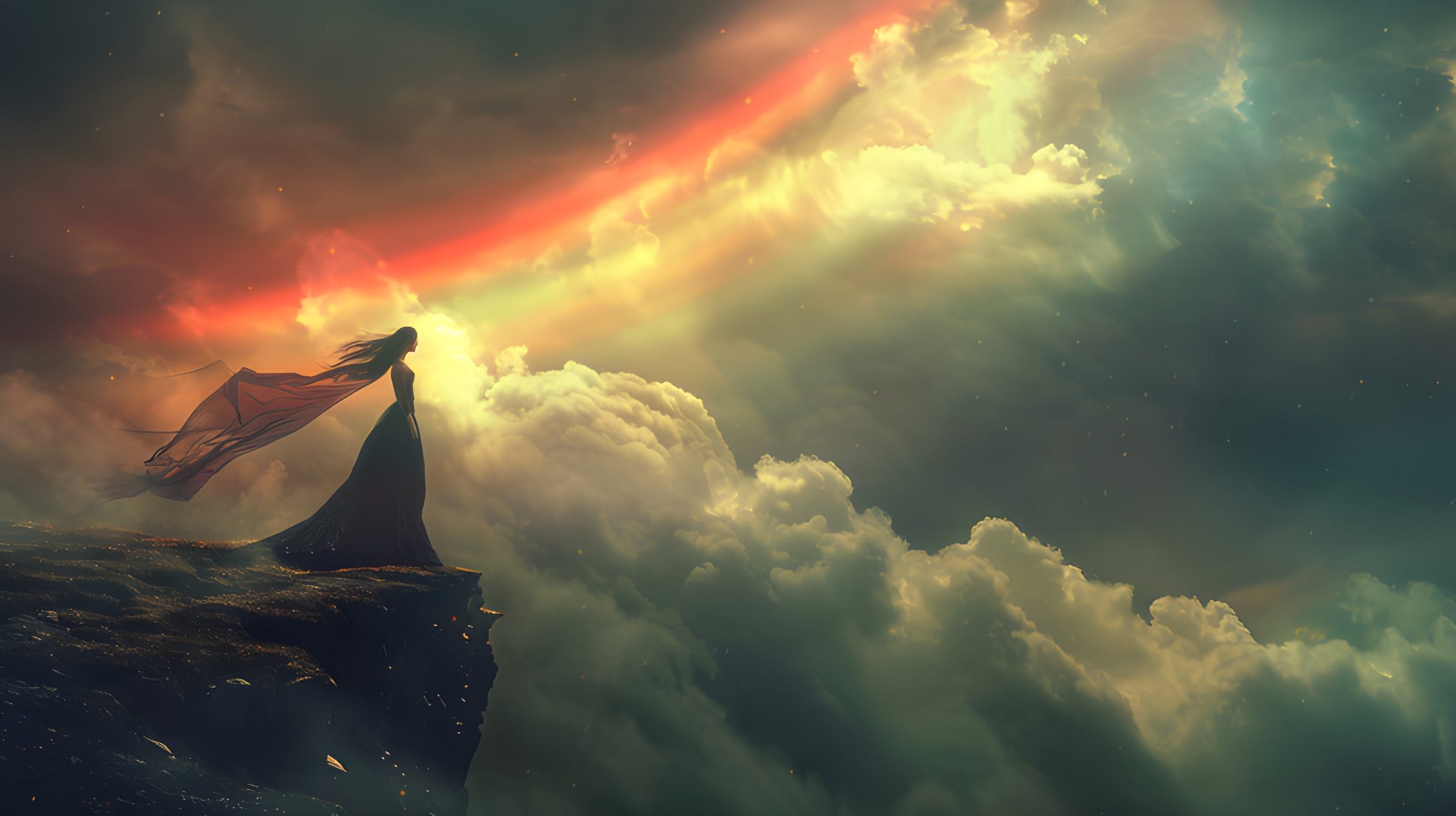 Celestial Woman on Cliff’s Edge
