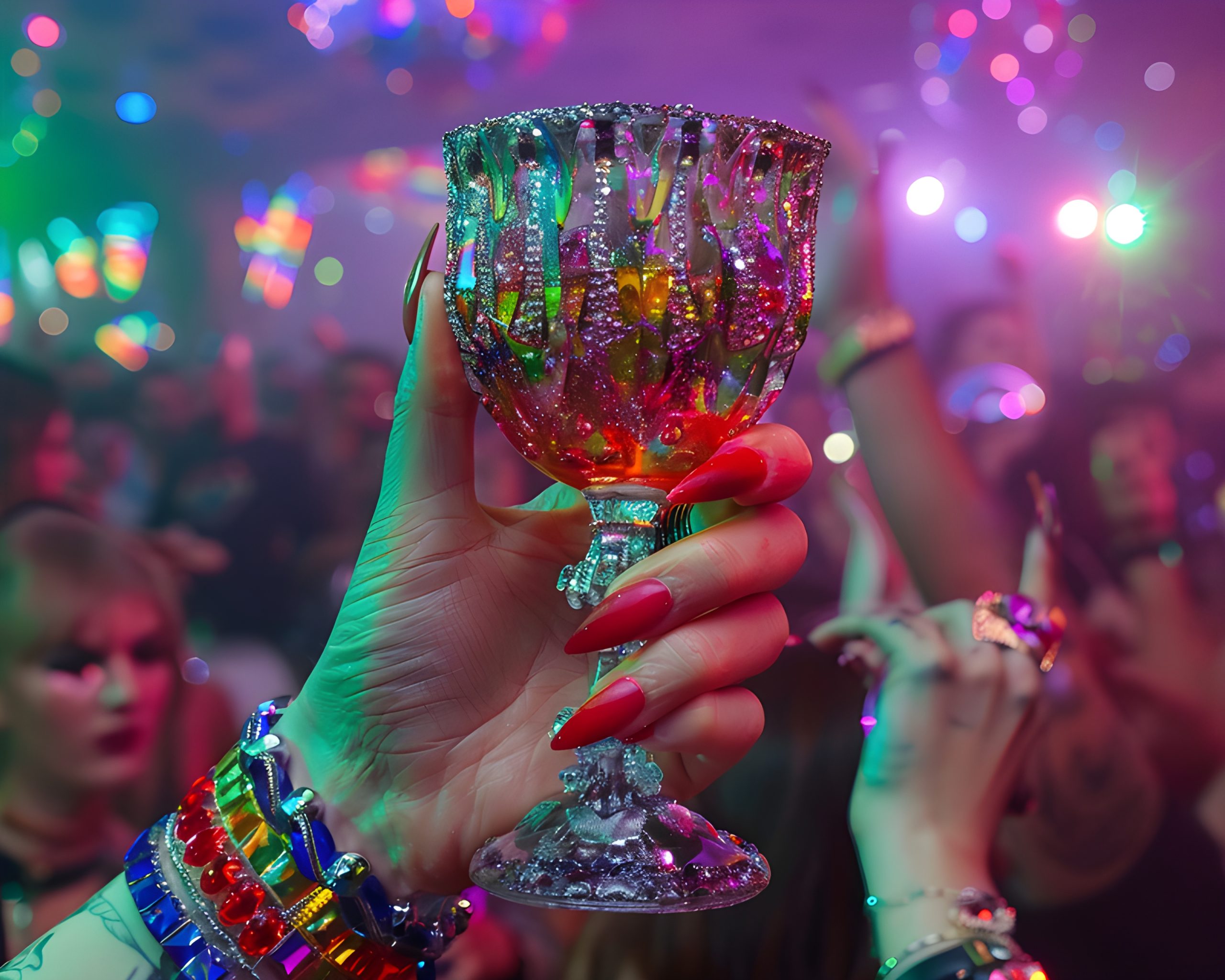 Rainbow Glitter Goblet at Party