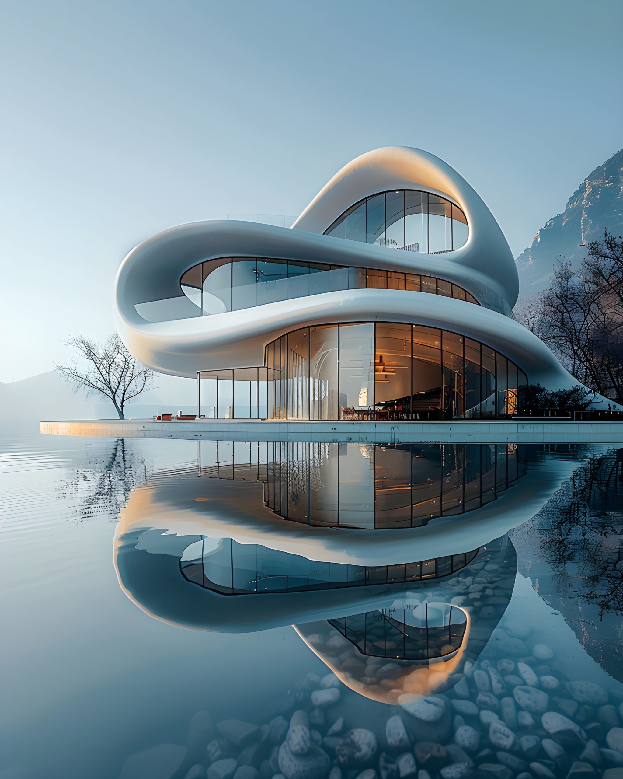 Fluid Lake House Architecture