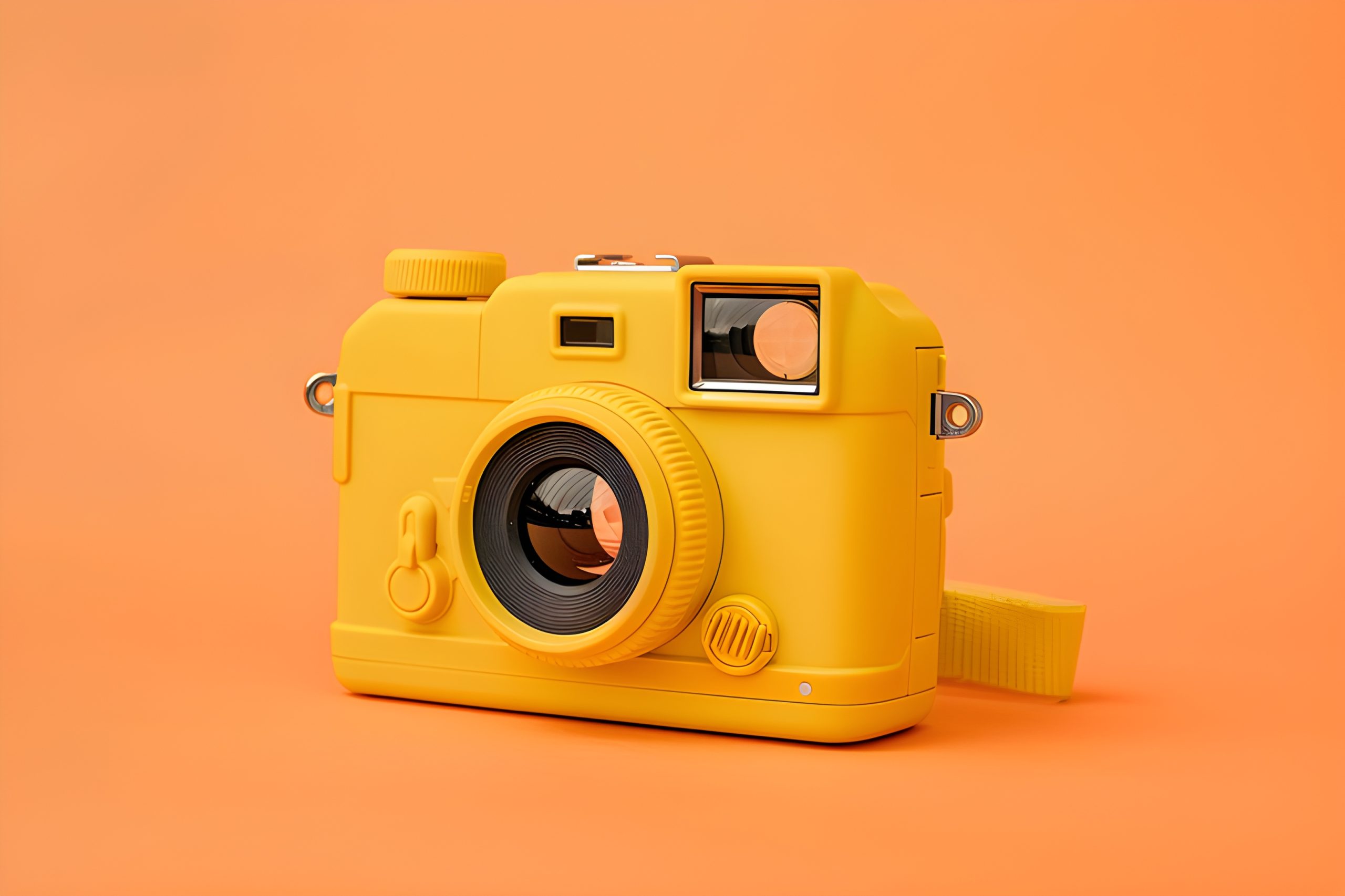 Yellow Retro Camera on Orange