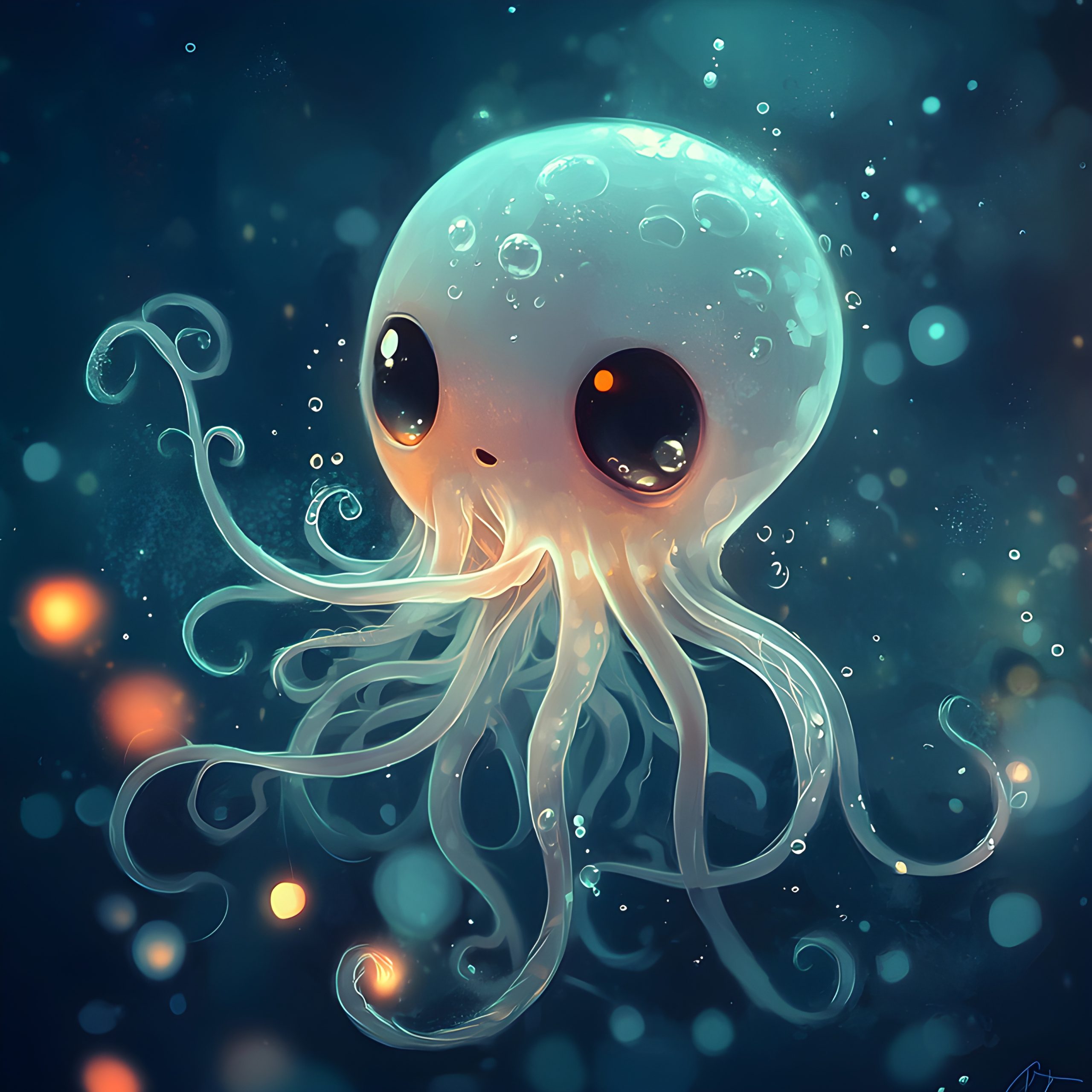 Cute Little Octopus in the Deep