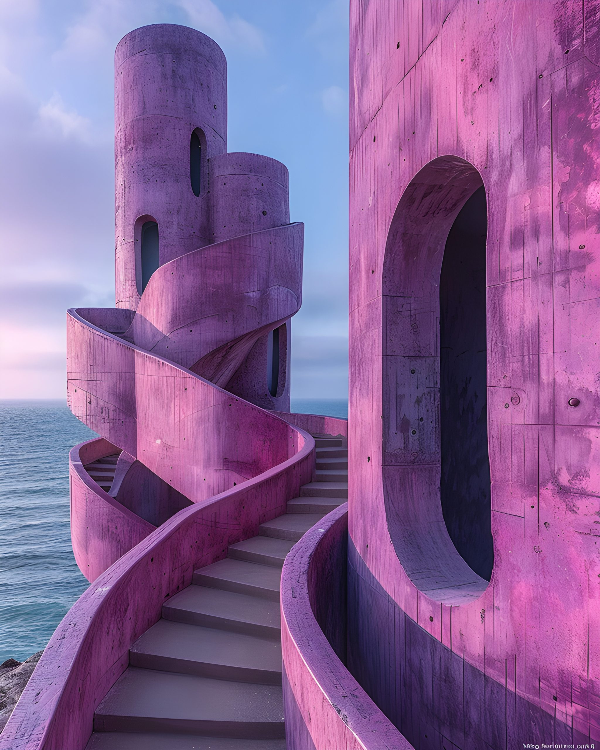Purple Coastal Spiral Staircase